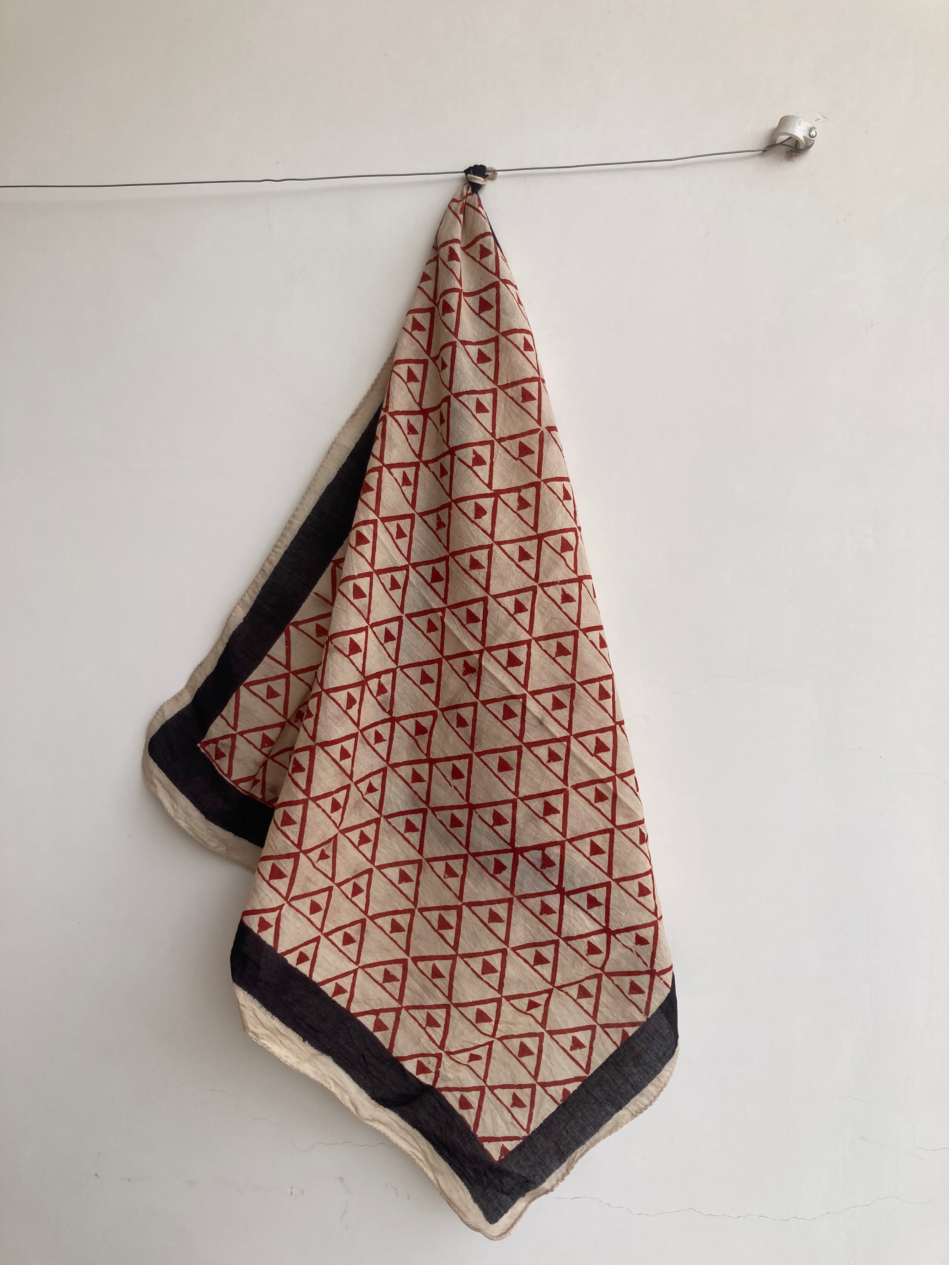 Hand Block Printed Cotton Bandana: Natural Dye Neckerchief - Made in India