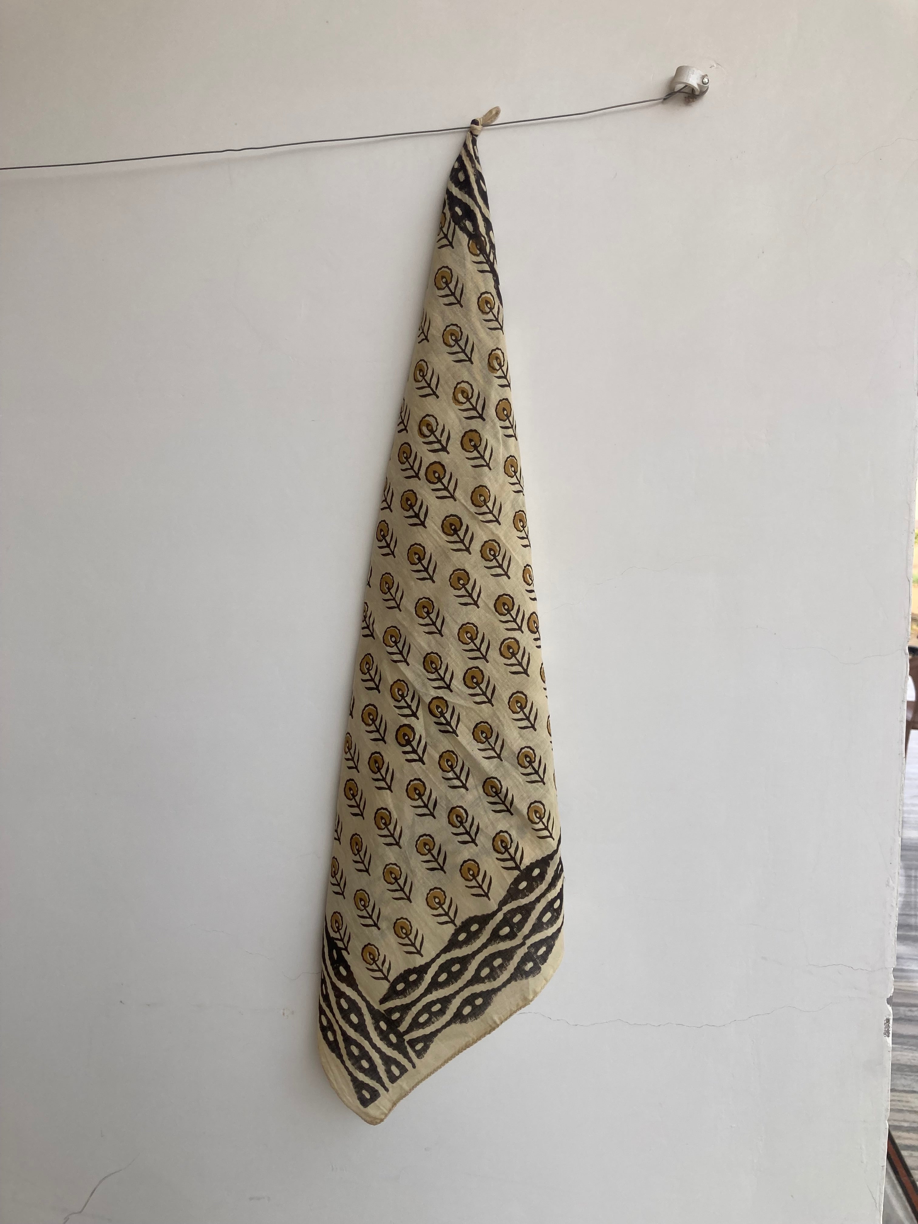 Hand Block Printed Cotton Bandana: Natural Dye Neckerchief - Made in India