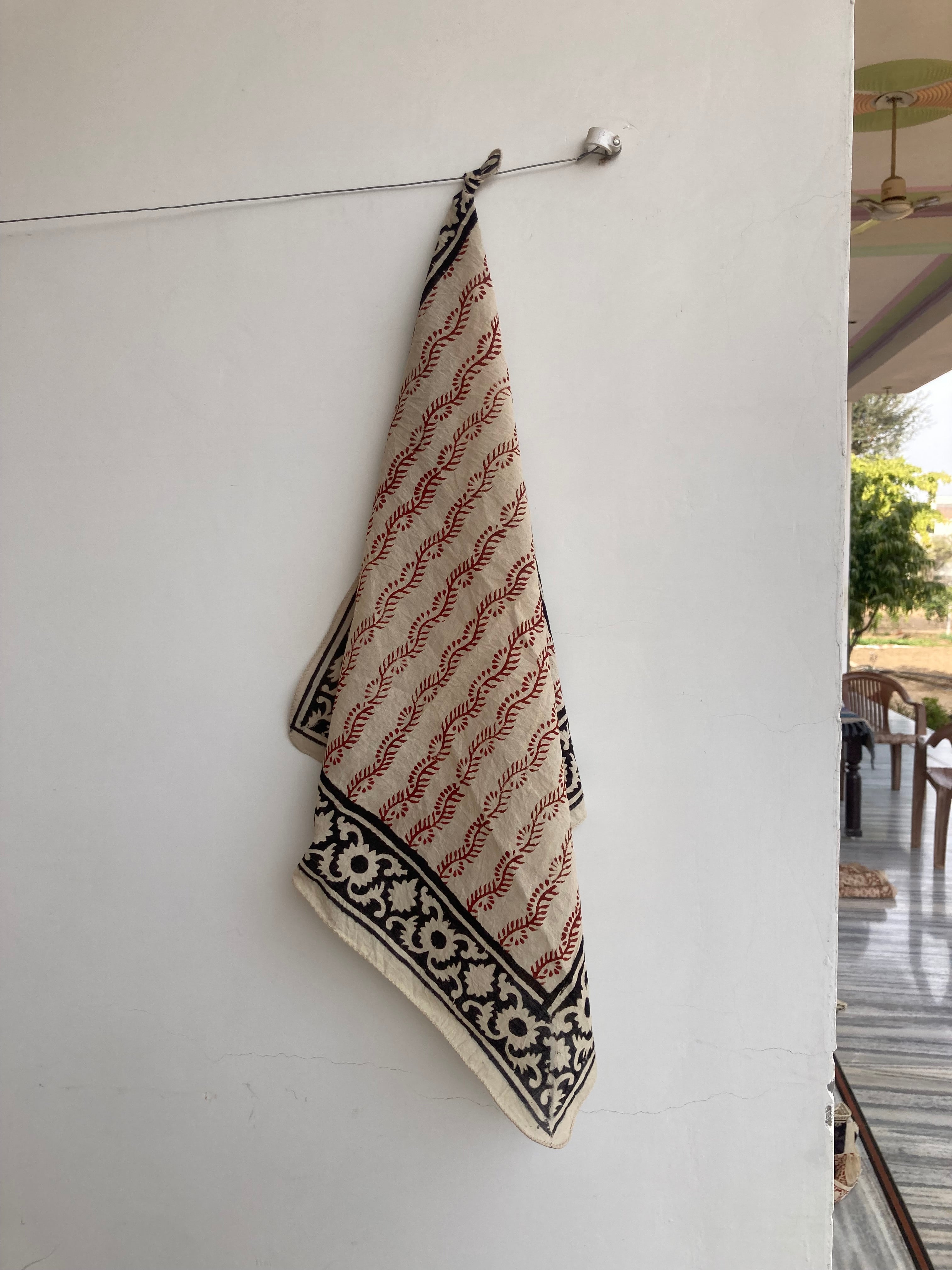Hand Block Printed Cotton Bandana: Natural Dye Neckerchief - Made in India
