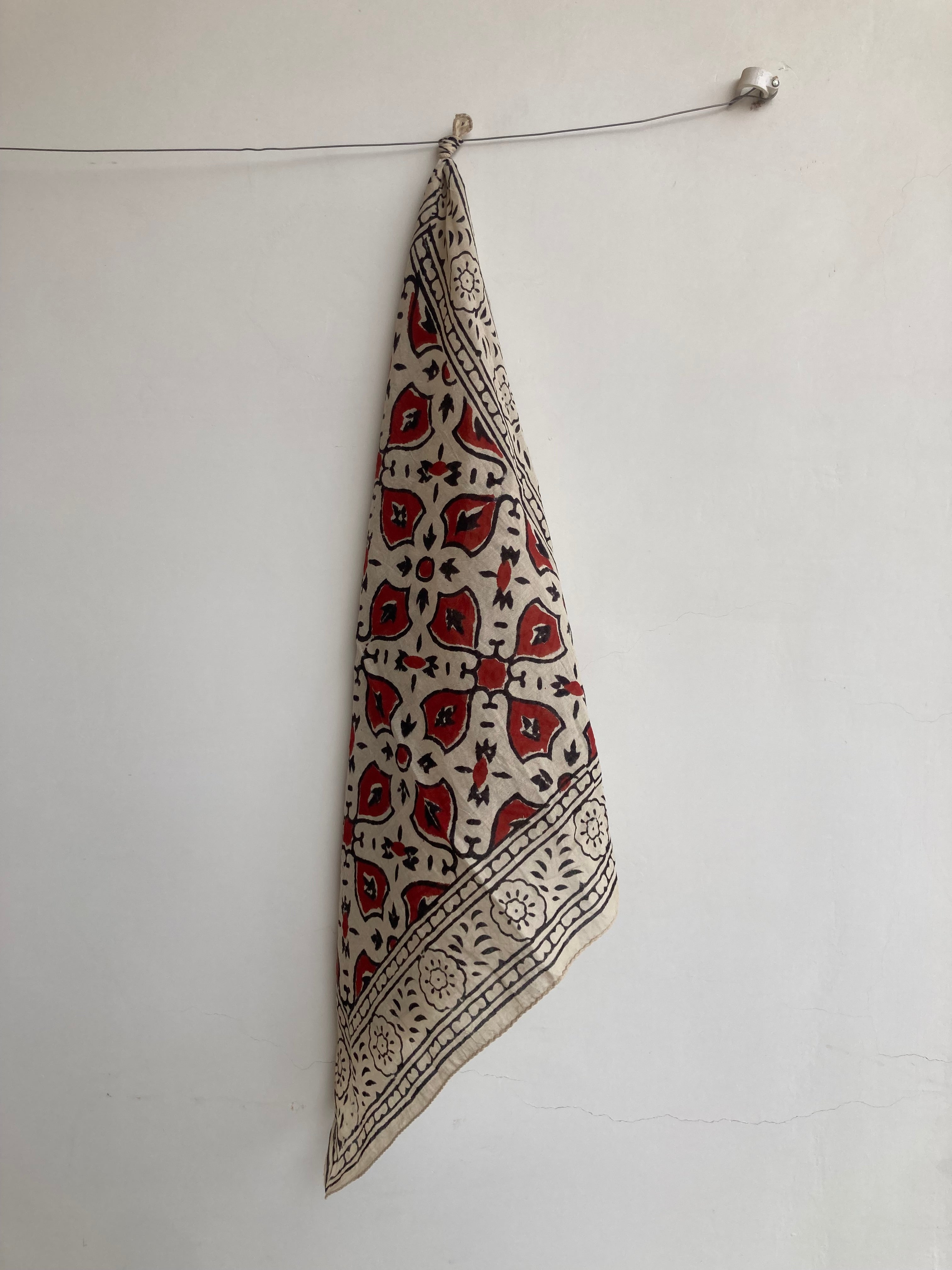 Hand Block Printed Cotton Bandana: Natural Dye Neckerchief - Made in India