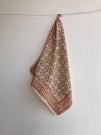 Hand Block Printed Cotton Bandana: Natural Dye Neckerchief - Made in India