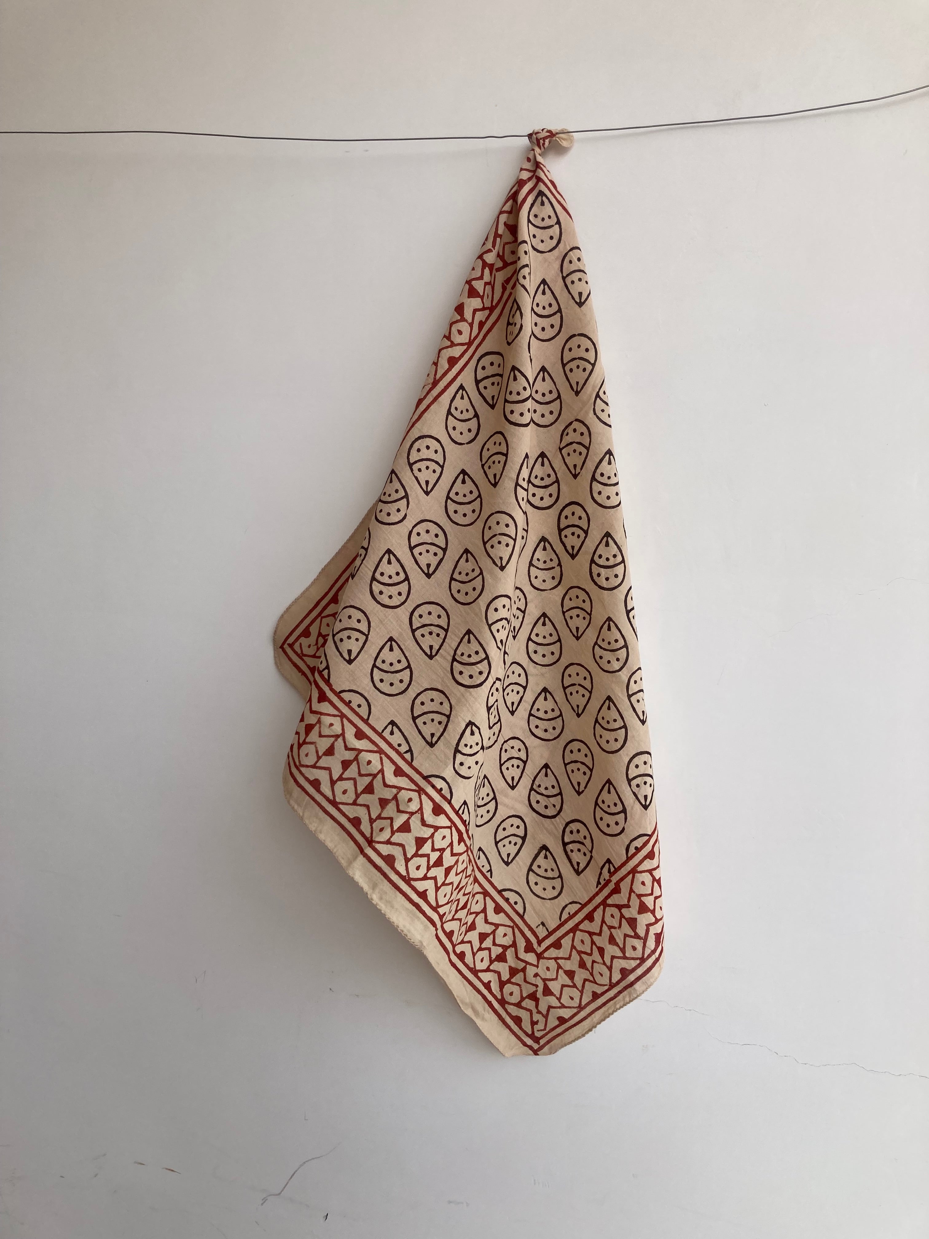 Hand Block Printed Cotton Bandana: Natural Dye Neckerchief - Made in India