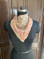 Hand Block Printed Cotton Bandana: Natural Dye Neckerchief - Made in India