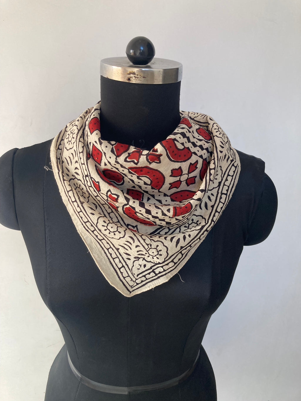 Hand Block Printed Cotton Bandana: Natural Dye Neckerchief - Made in India