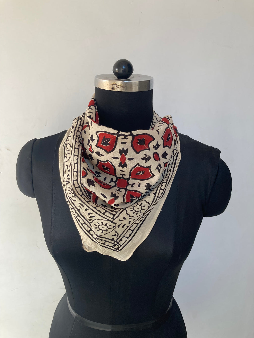 Hand Block Printed Cotton Bandana: Natural Dye Neckerchief - Made in India