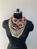 Hand Block Printed Cotton Bandana: Natural Dye Neckerchief - Made in India
