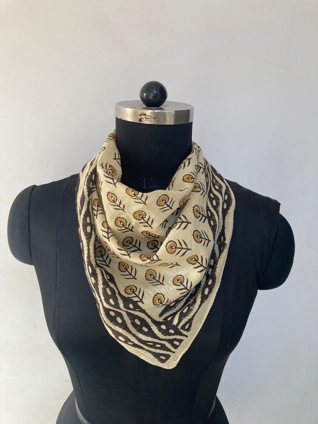 Hand Block Printed Cotton Bandana: Natural Dye Neckerchief - Made in India
