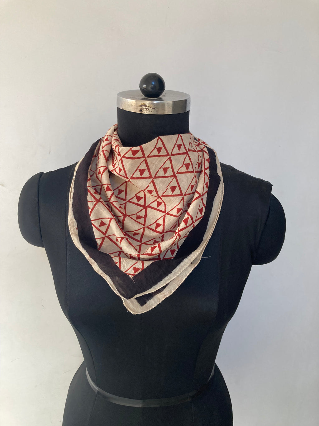 Hand Block Printed Cotton Bandana: Natural Dye Neckerchief - Made in India