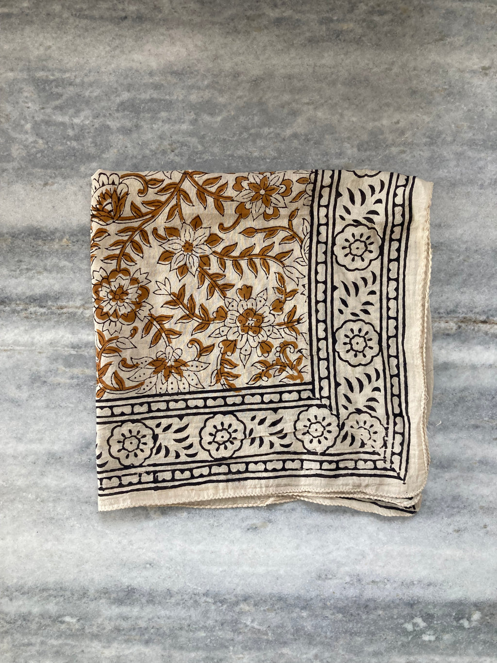 Hand Block Printed Cotton Bandana: Natural Dye Neckerchief - Made in India