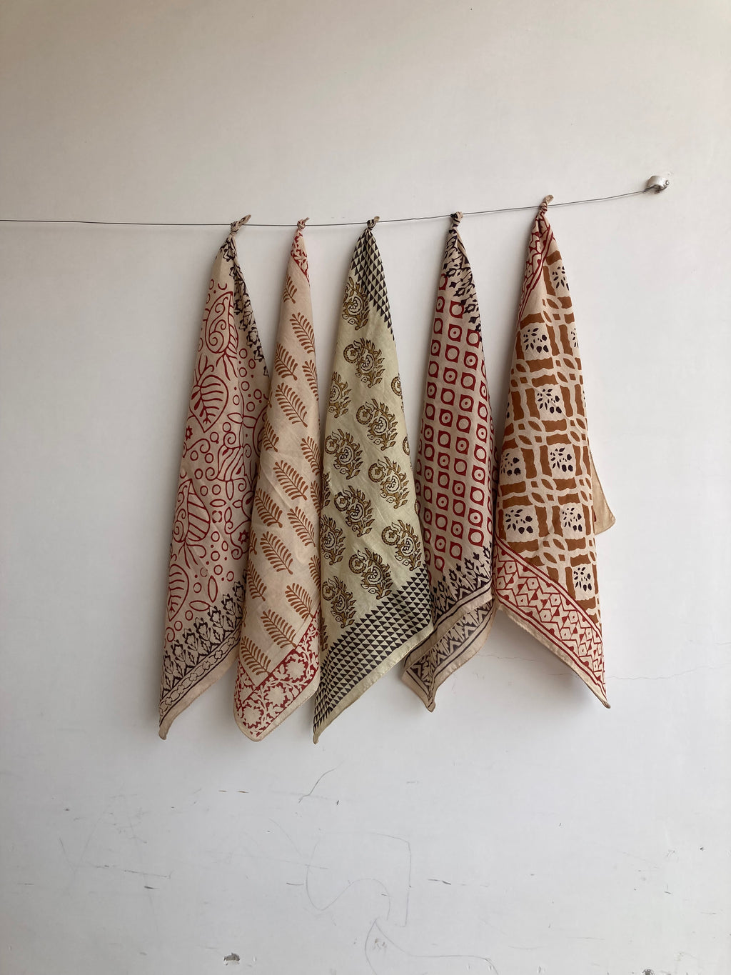 Set of 10 hand printed bandana,Neckkerchief,Handkerchief, made with natural colours gift item