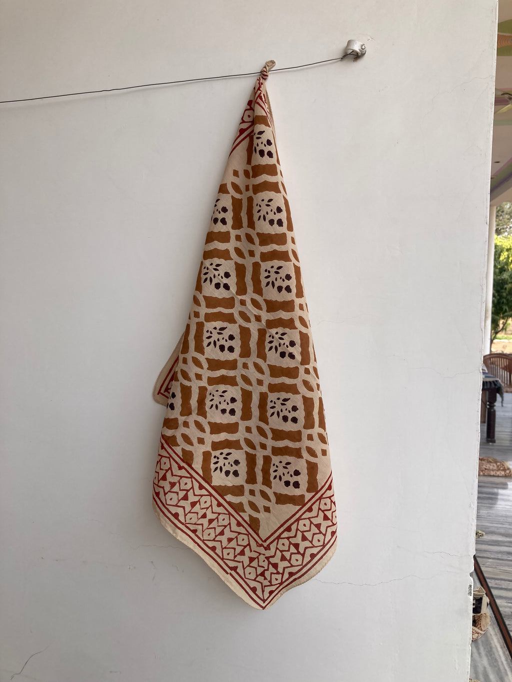 Hand Block Printed Cotton Bandana: Natural Dye Neckerchief - Made in India