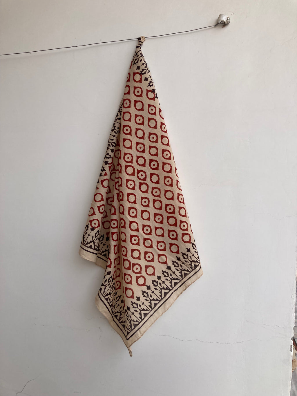 Hand Block Printed Cotton Bandana: Natural Dye Neckerchief - Made in India
