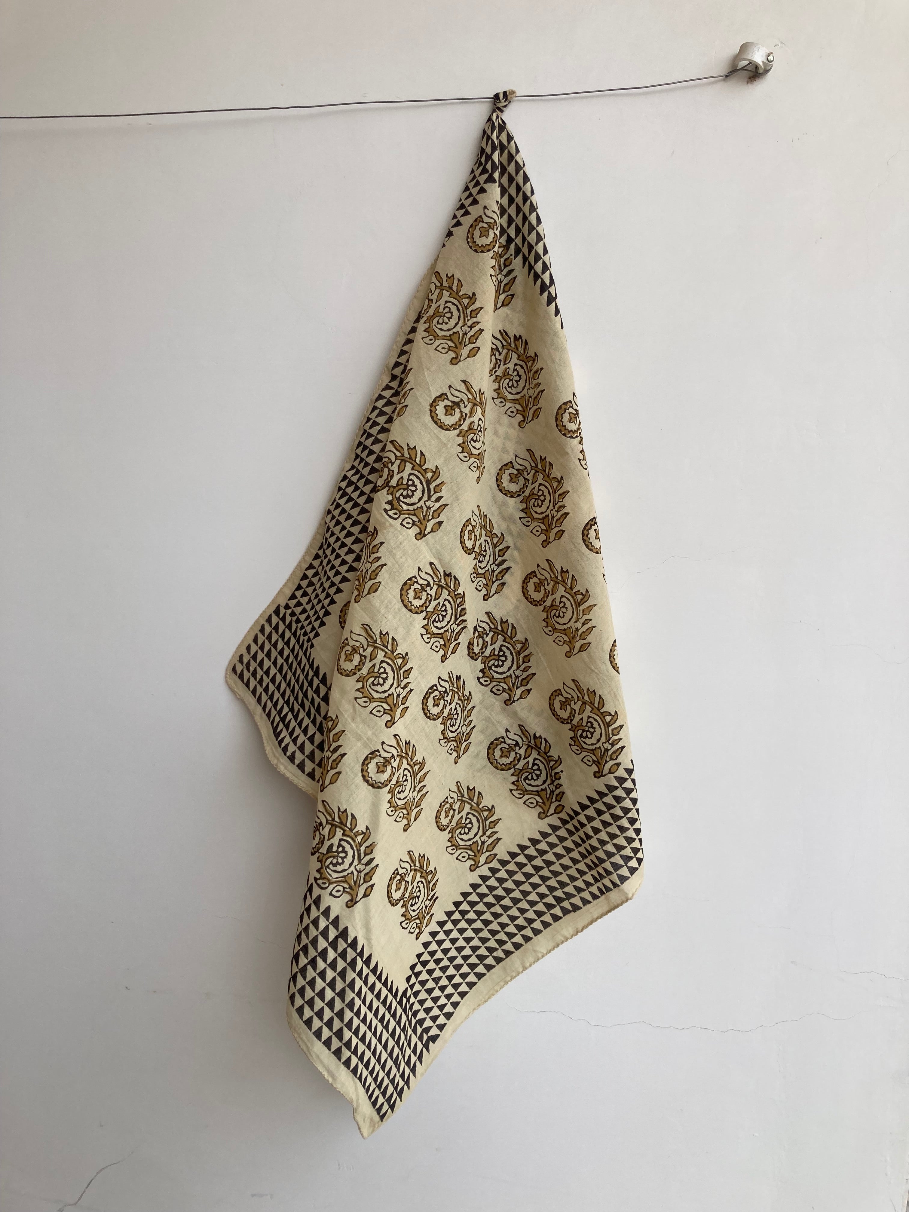Hand Block Printed Cotton Bandana: Natural Dye Neckerchief - Made in India