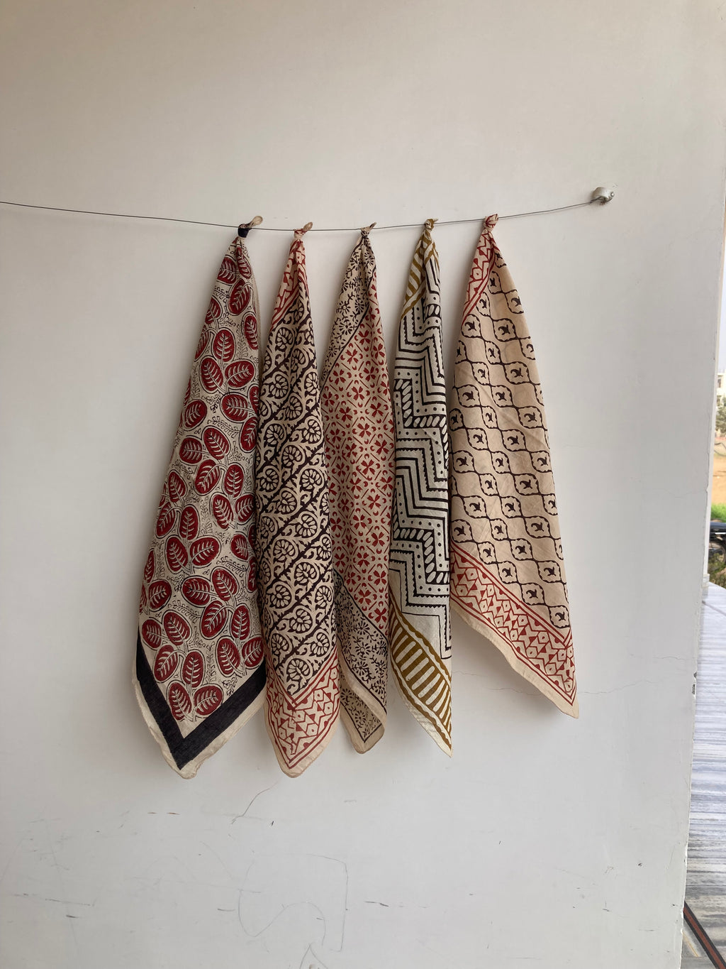Set of 10 hand printed bandana,Neckkerchief,Handkerchief, made with natural colours gift item