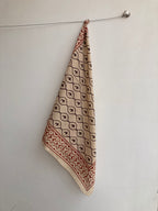 Hand Block Printed Cotton Bandana: Natural Dye Neckerchief - Made in India
