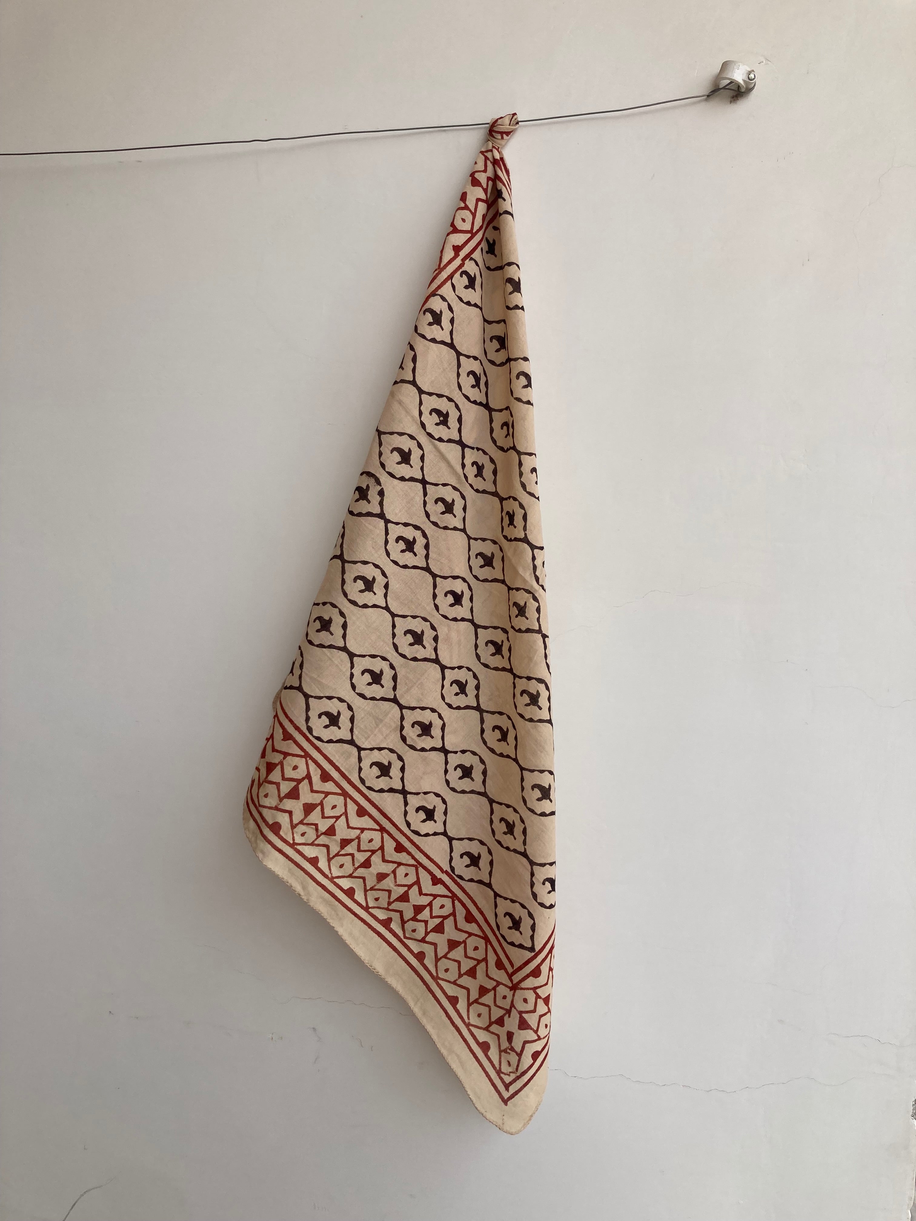 Hand Block Printed Cotton Bandana: Natural Dye Neckerchief - Made in India