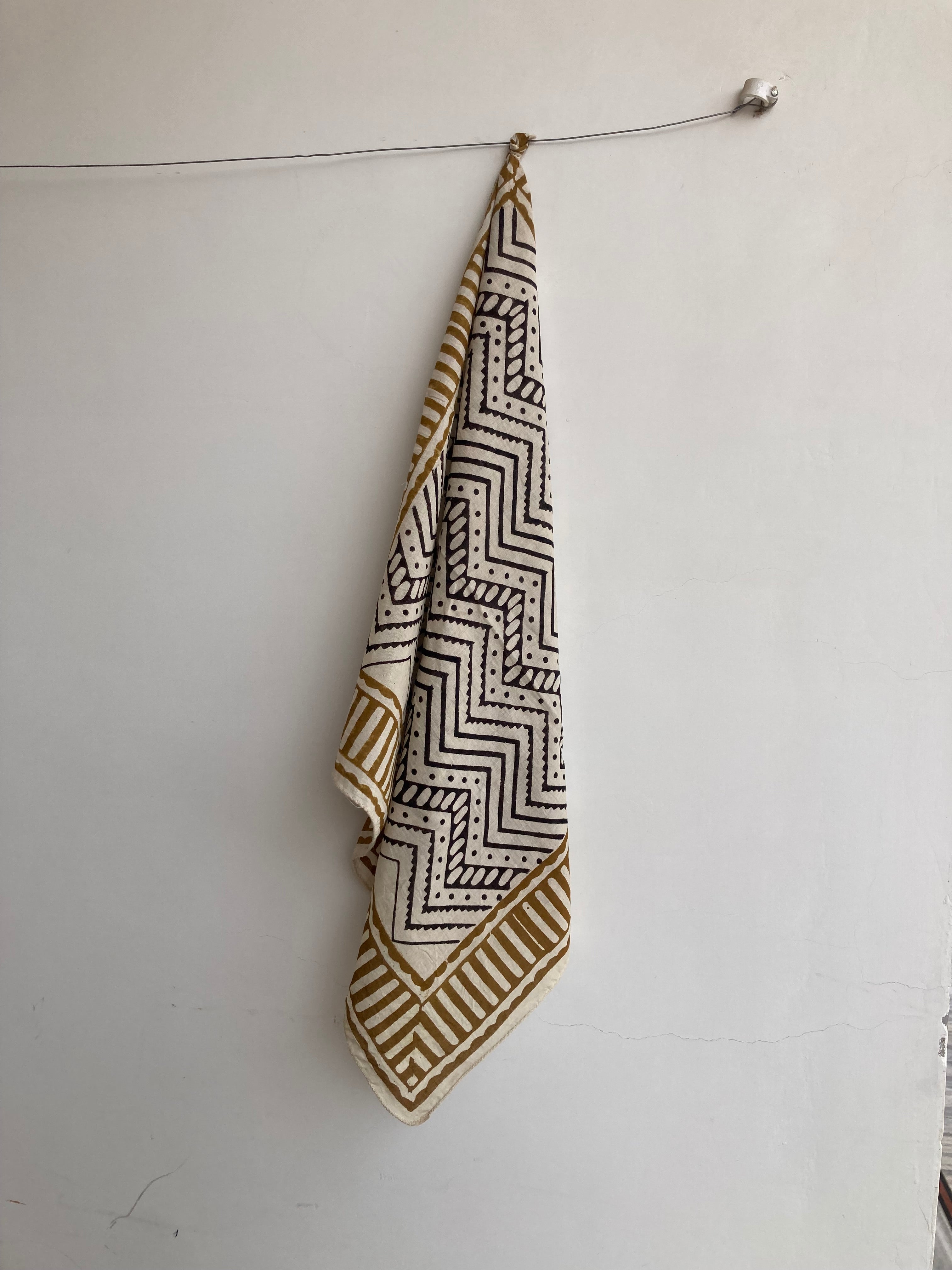 Hand Block Printed Cotton Bandana: Natural Dye Neckerchief - Made in India