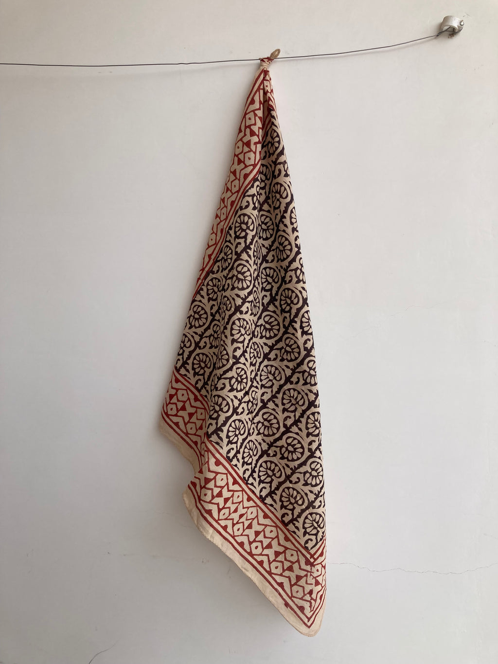 Hand Block Printed Cotton Bandana: Natural Dye Neckerchief - Made in India