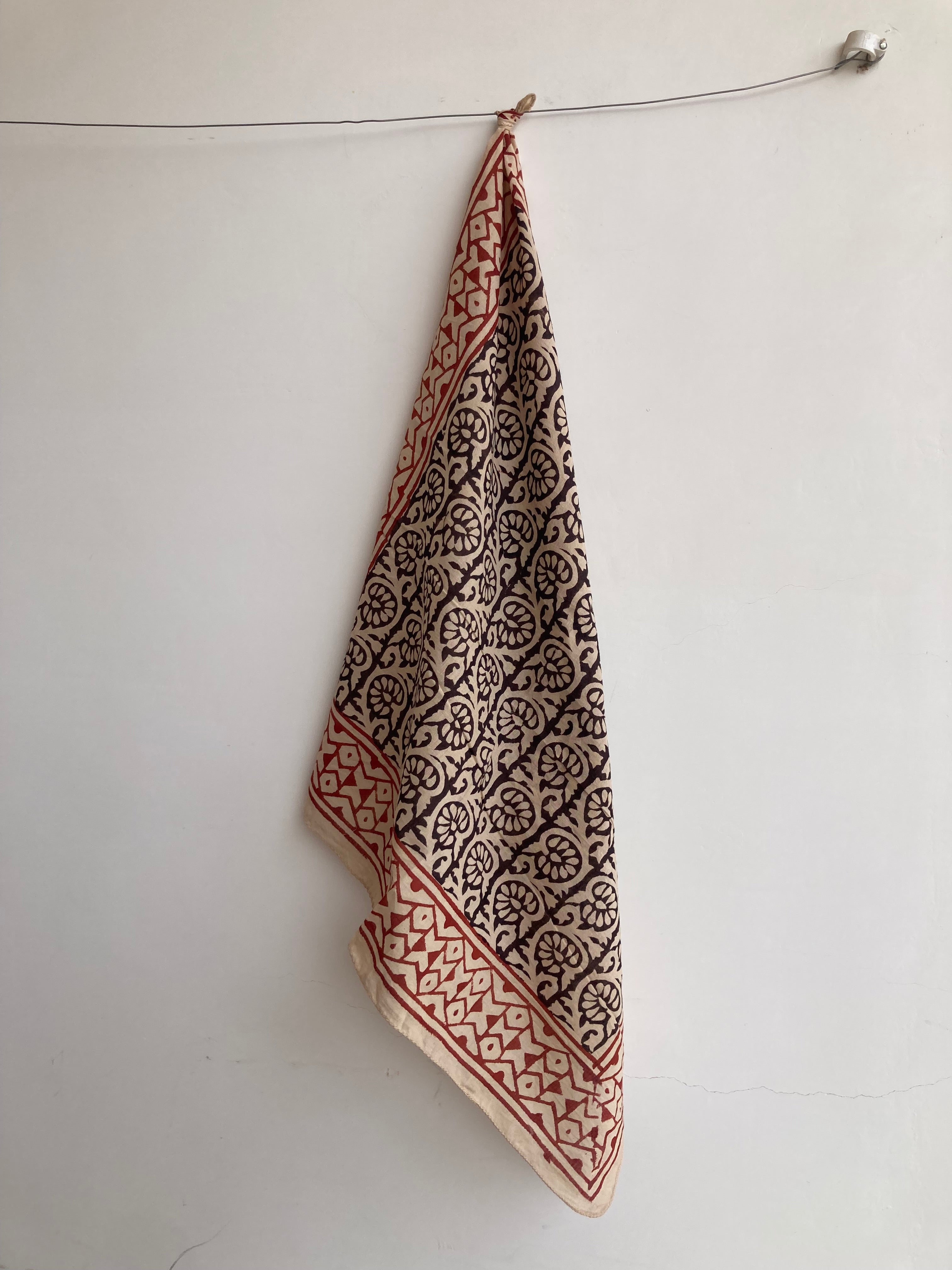 Hand Block Printed Cotton Bandana: Natural Dye Neckerchief - Made in India