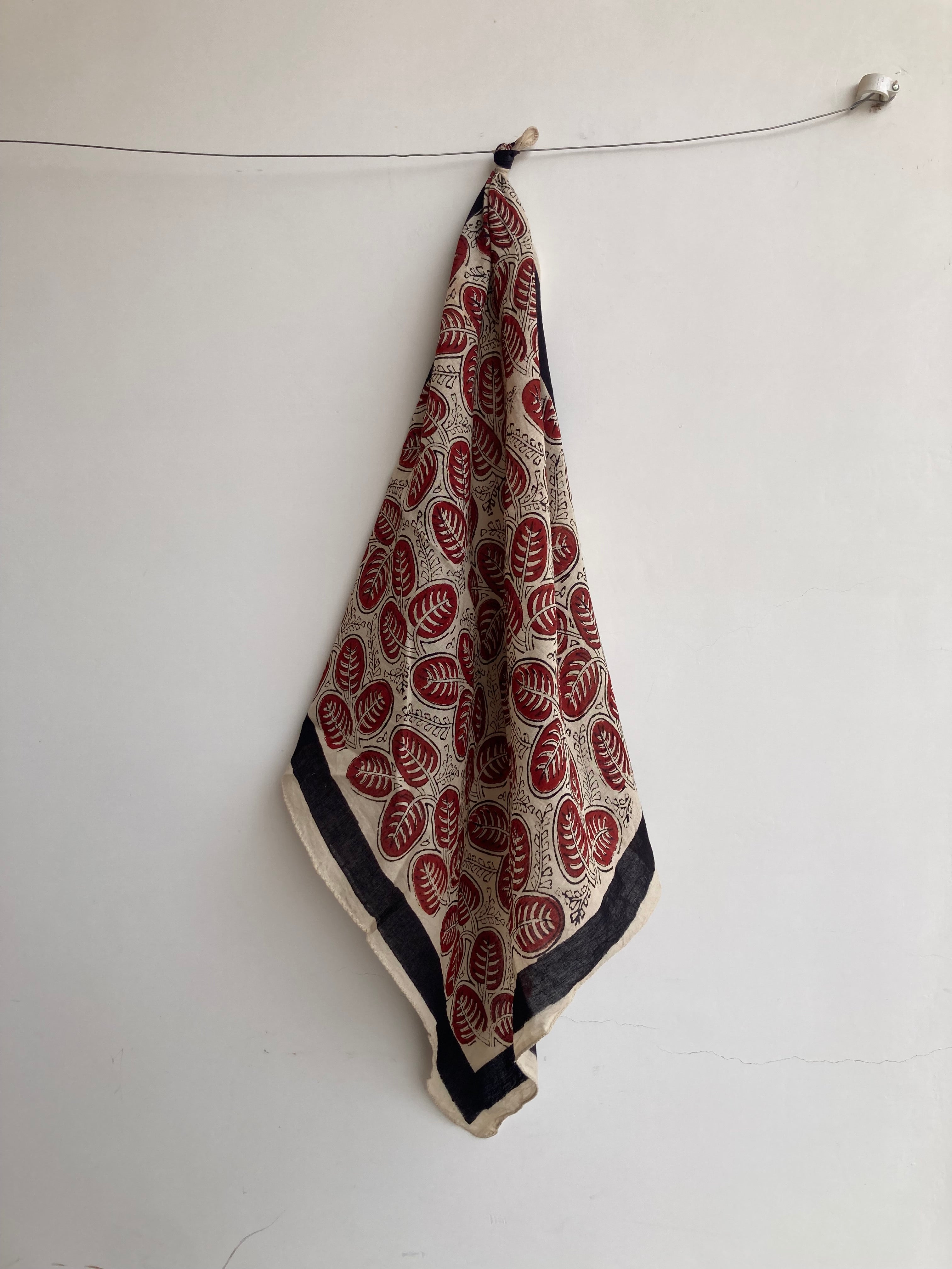 Hand Block Printed Cotton Bandana: Natural Dye Neckerchief - Made in India