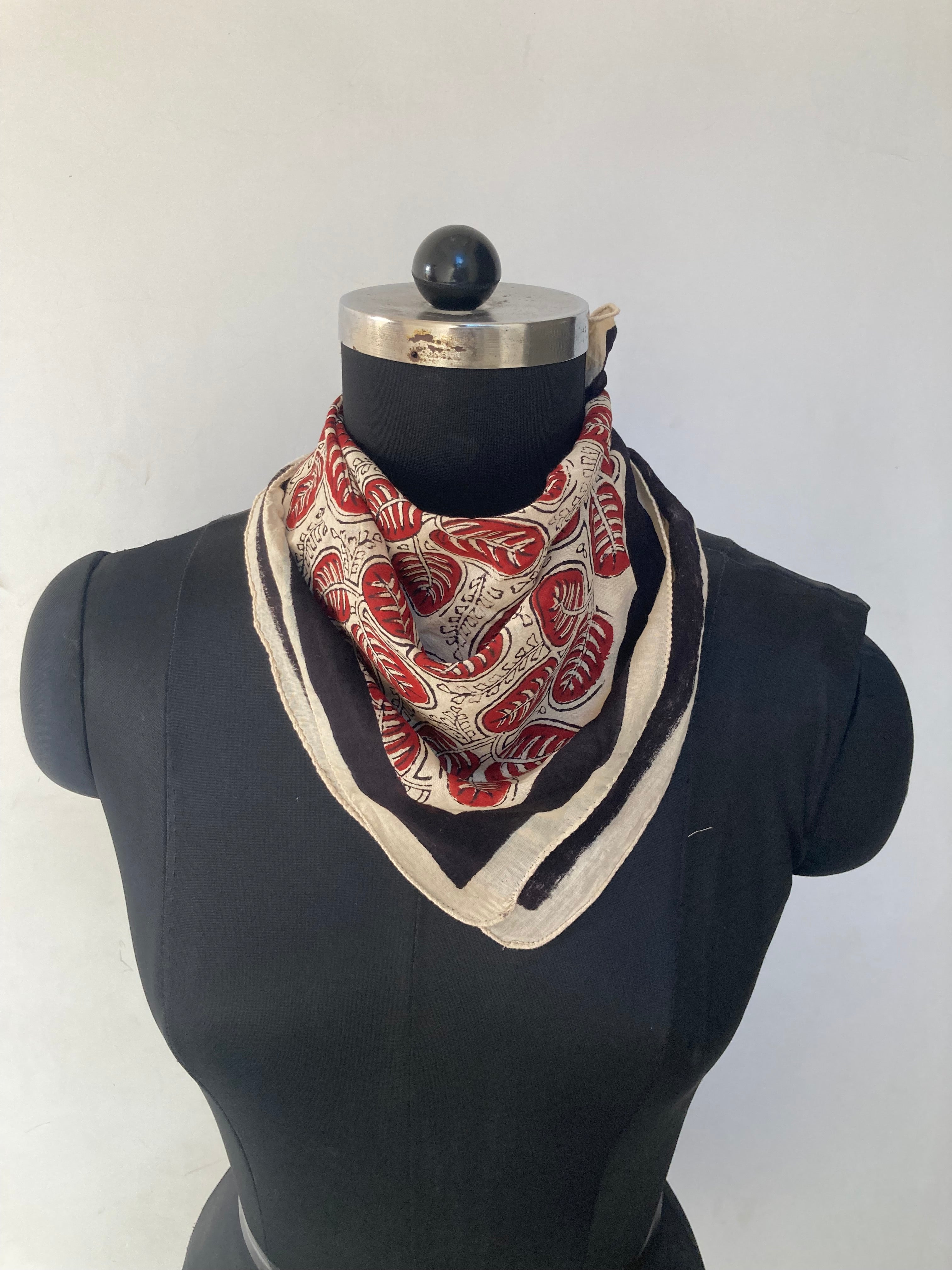 Hand Block Printed Cotton Bandana: Natural Dye Neckerchief - Made in India