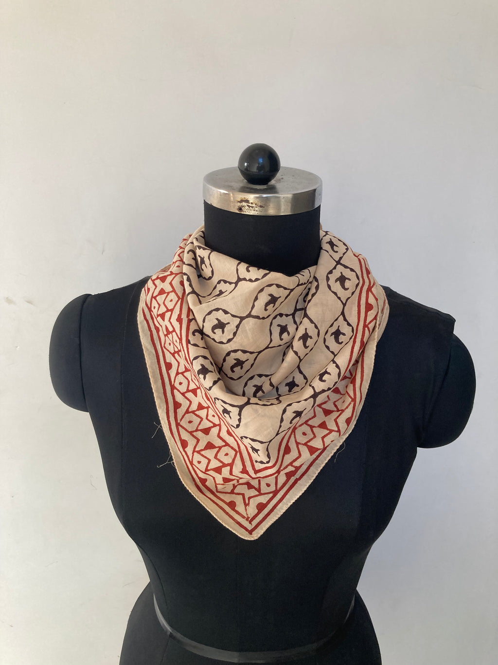 Hand Block Printed Cotton Bandana: Natural Dye Neckerchief - Made in India