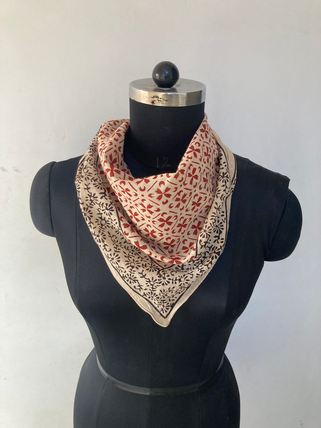 Hand Block Printed Cotton Bandana: Natural Dye Neckerchief - Made in India