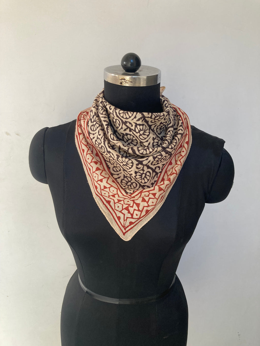 Hand Block Printed Cotton Bandana: Natural Dye Neckerchief - Made in India