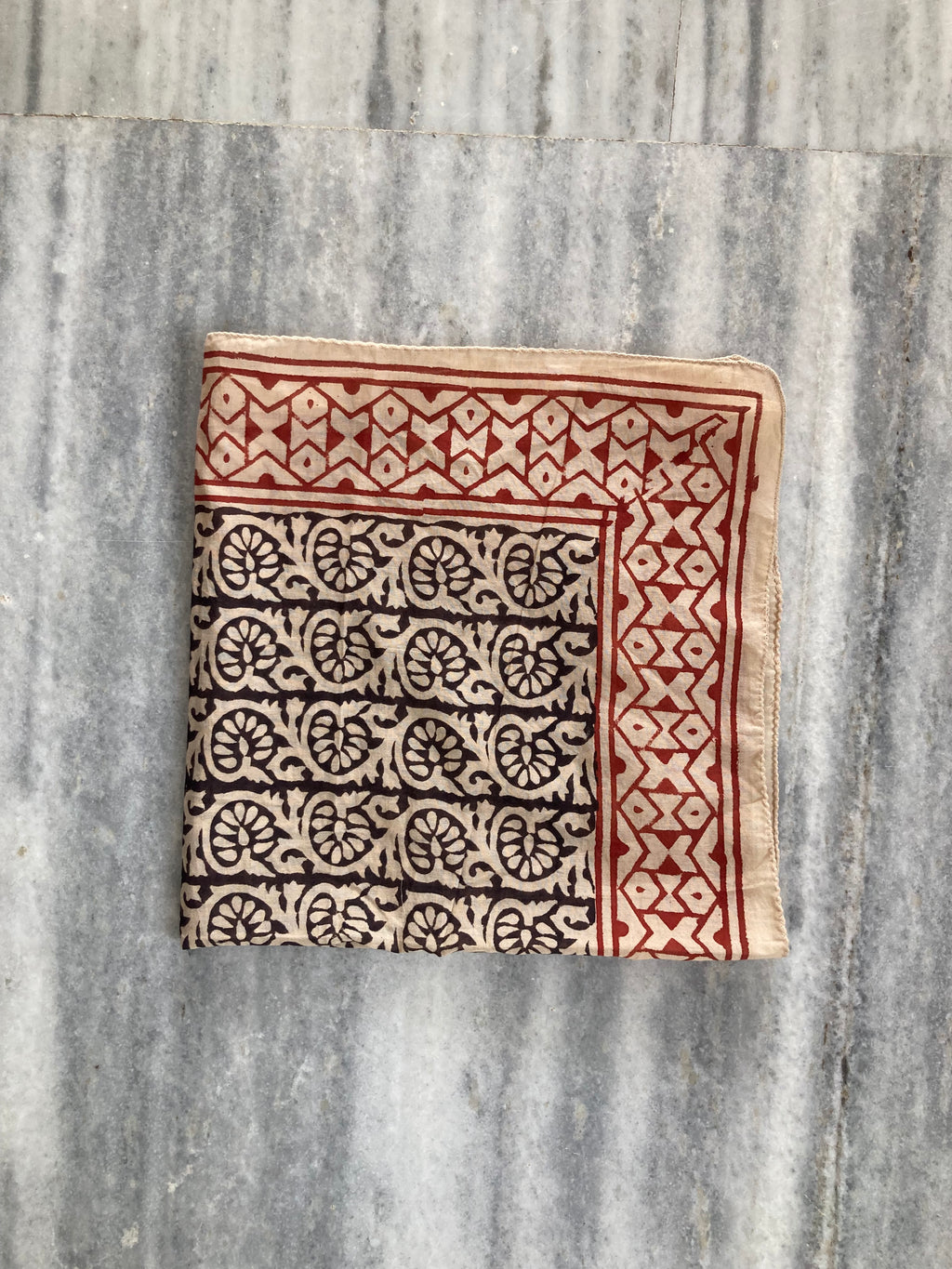 Hand Block Printed Cotton Bandana: Natural Dye Neckerchief - Made in India