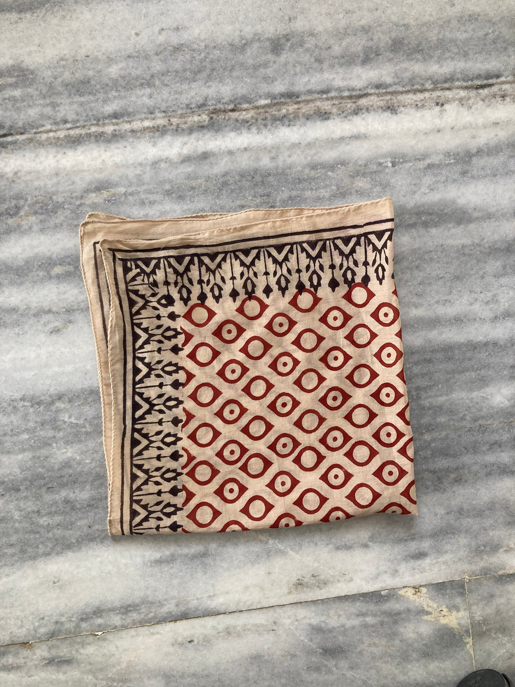 Hand Block Printed Cotton Bandana: Natural Dye Neckerchief - Made in India