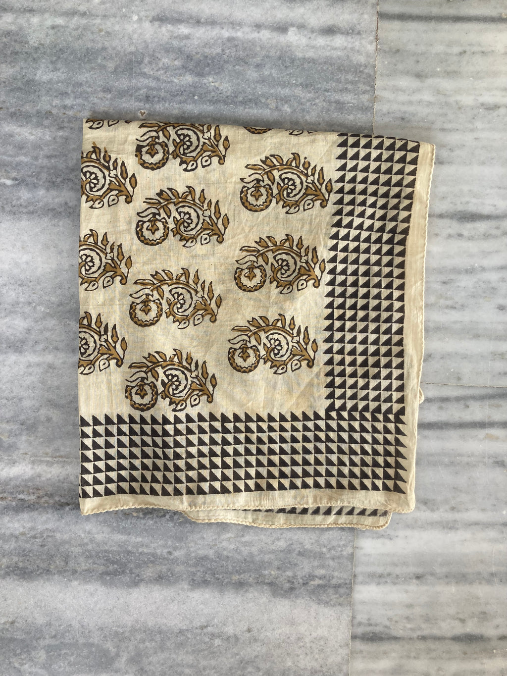 Hand Block Printed Cotton Bandana: Natural Dye Neckerchief - Made in India