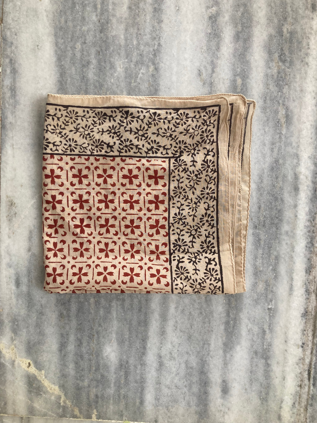 Hand Block Printed Cotton Bandana: Natural Dye Neckerchief - Made in India