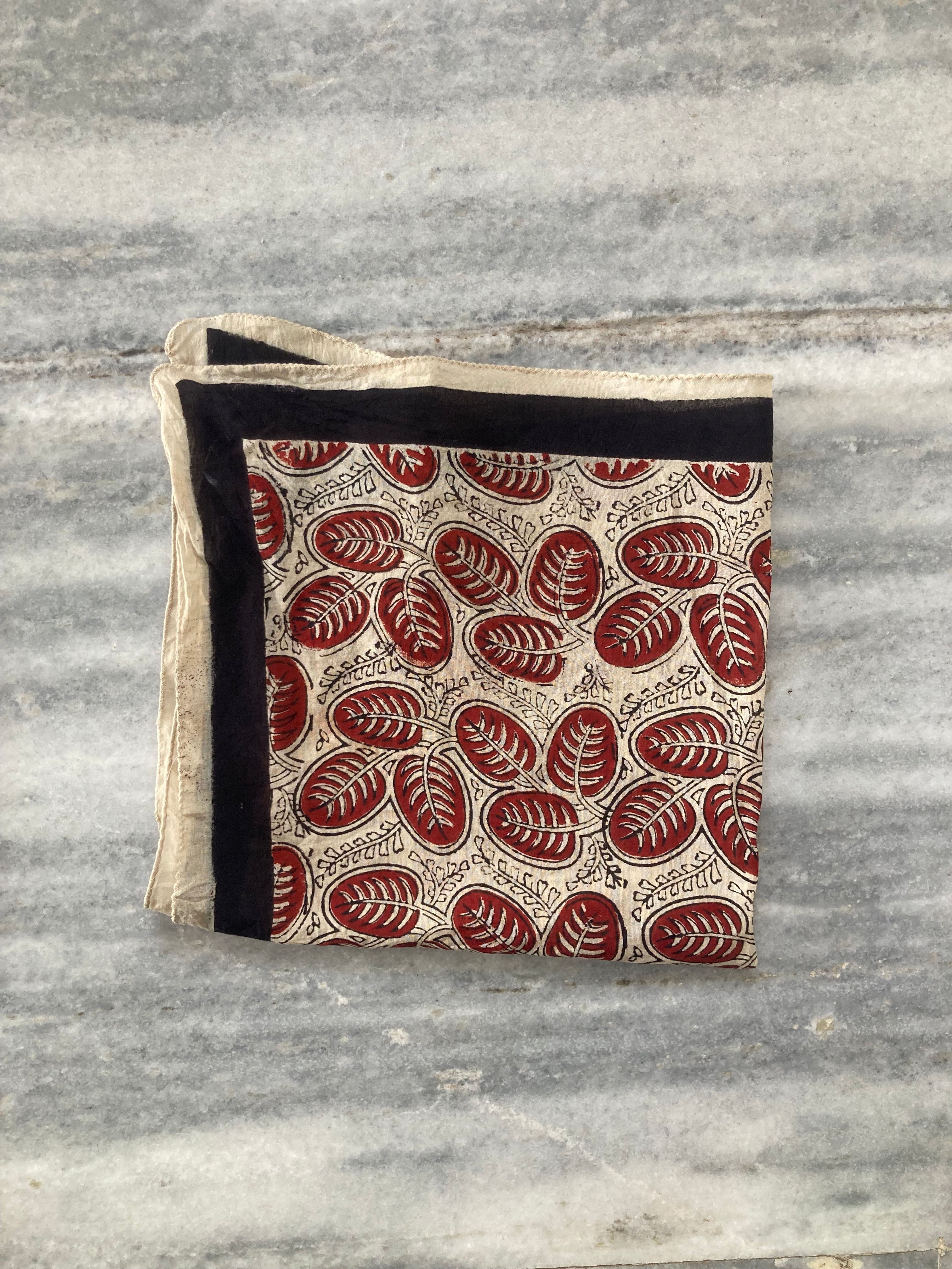 Hand Block Printed Cotton Bandana: Natural Dye Neckerchief - Made in India