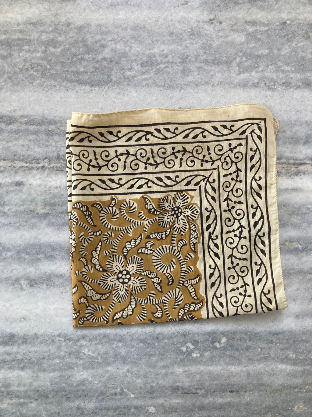 Hand Block Printed Cotton Bandana: Natural Dye Neckerchief - Made in India