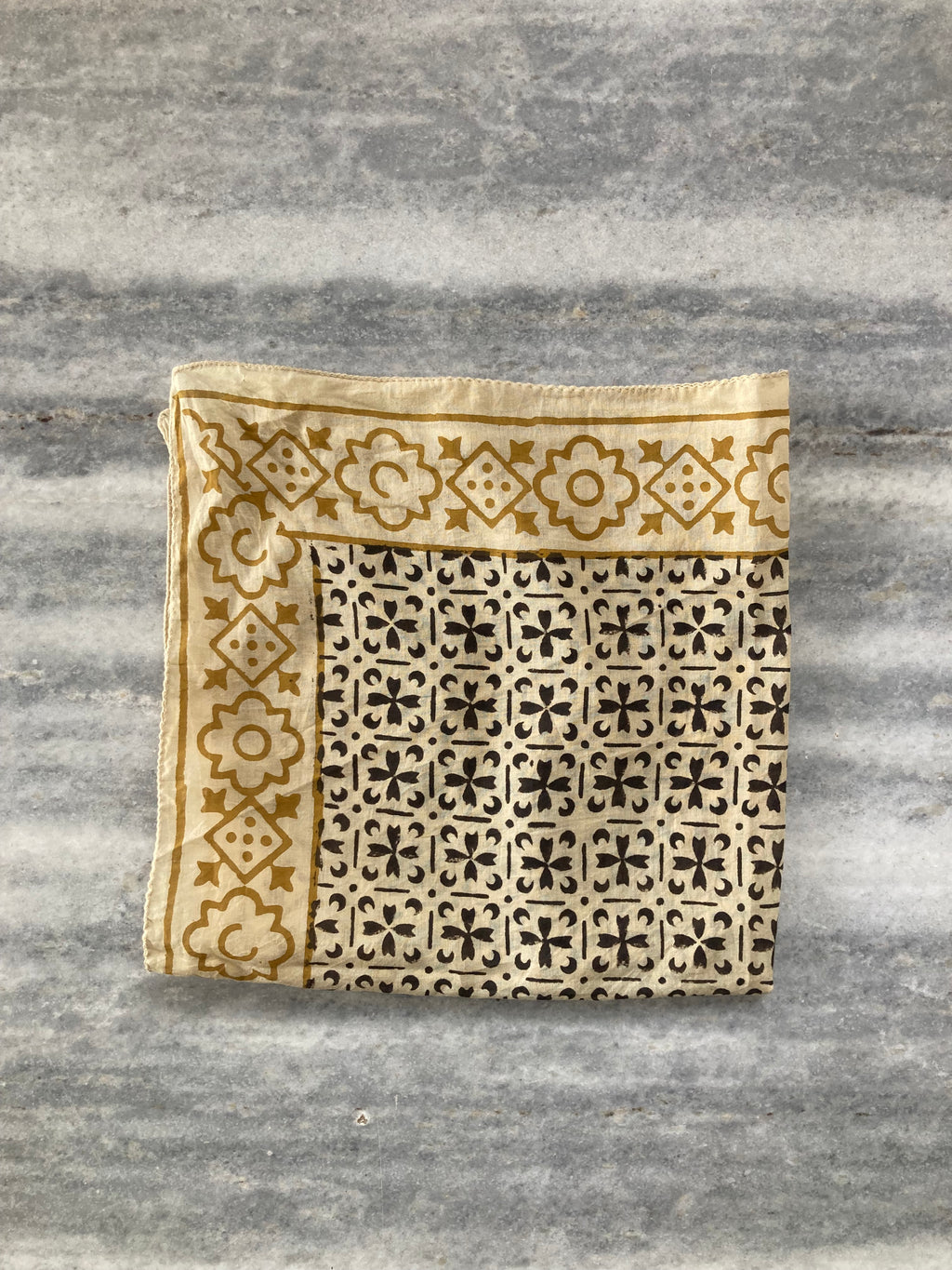 Hand Block Printed Cotton Bandana: Natural Dye Neckerchief - Made in India