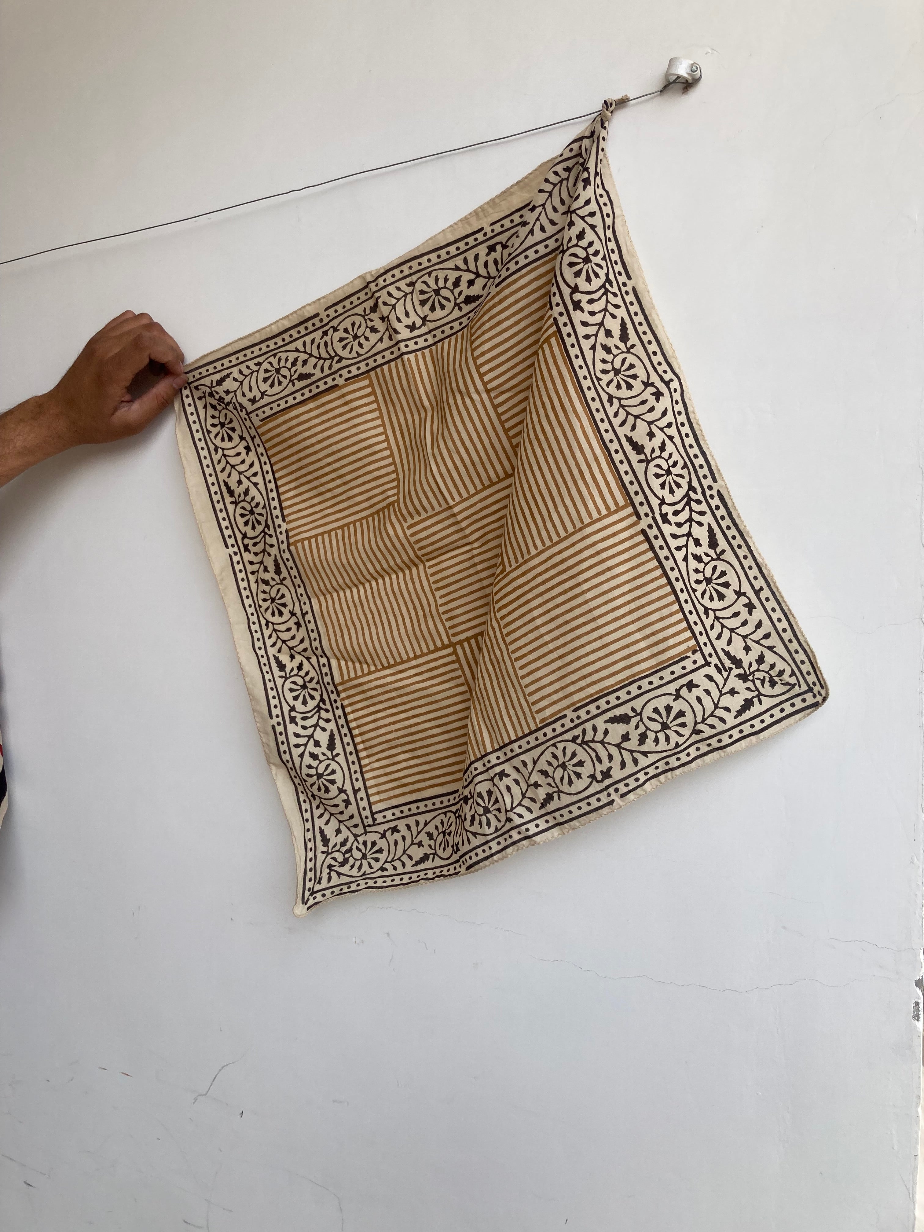 Hand Block Printed Cotton Bandana: Natural Dye Neckerchief - Made in India
