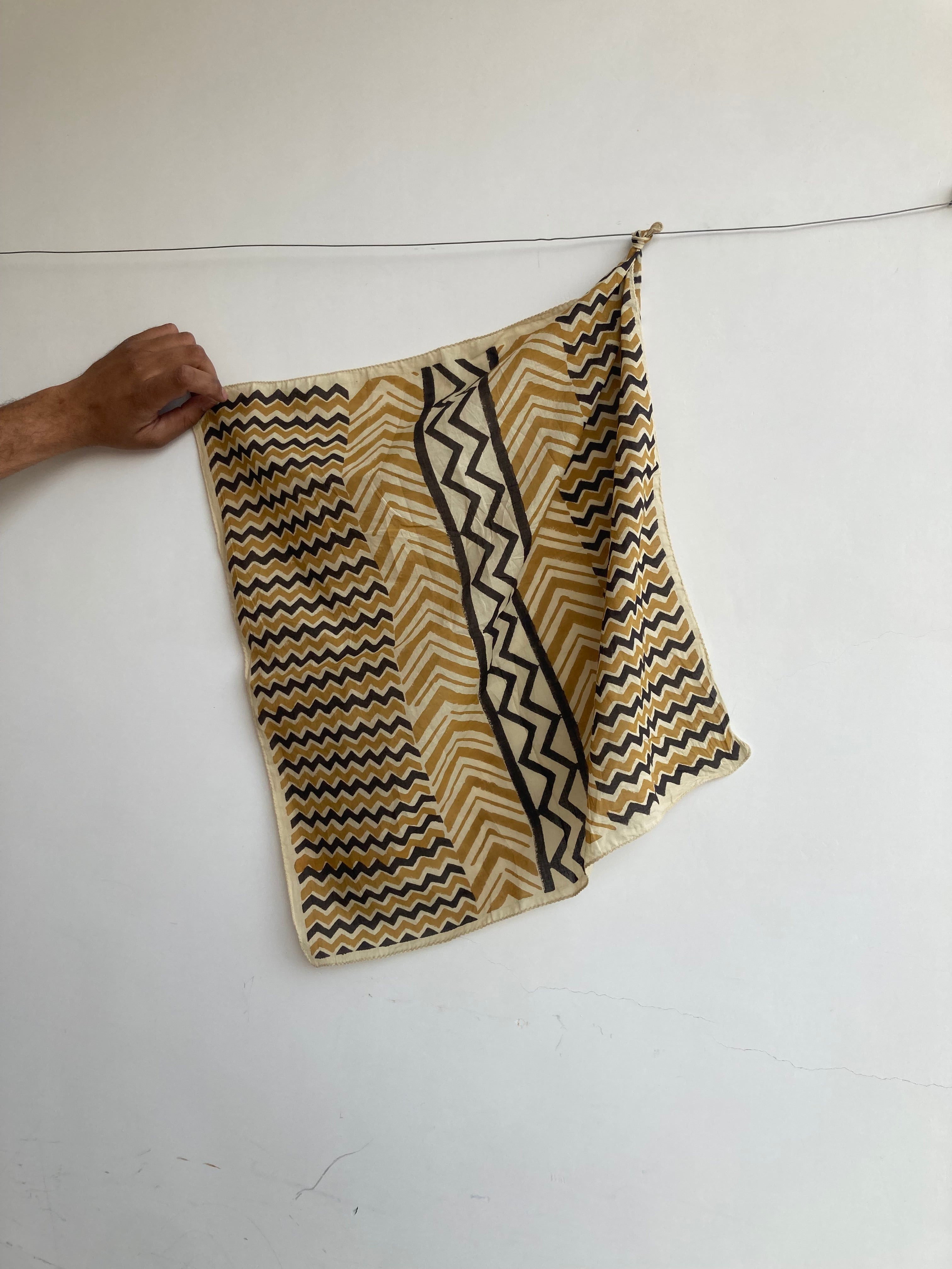 Hand Block Printed Cotton Bandana: Natural Dye Neckerchief - Made in India