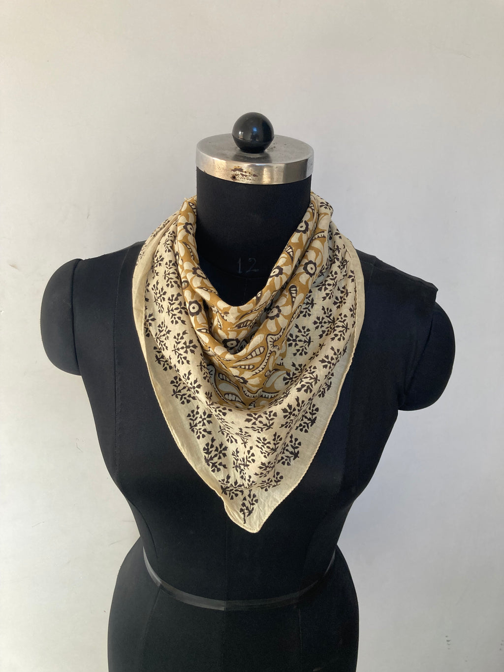 Hand Block Printed Cotton Bandana: Natural Dye Neckerchief - Made in India