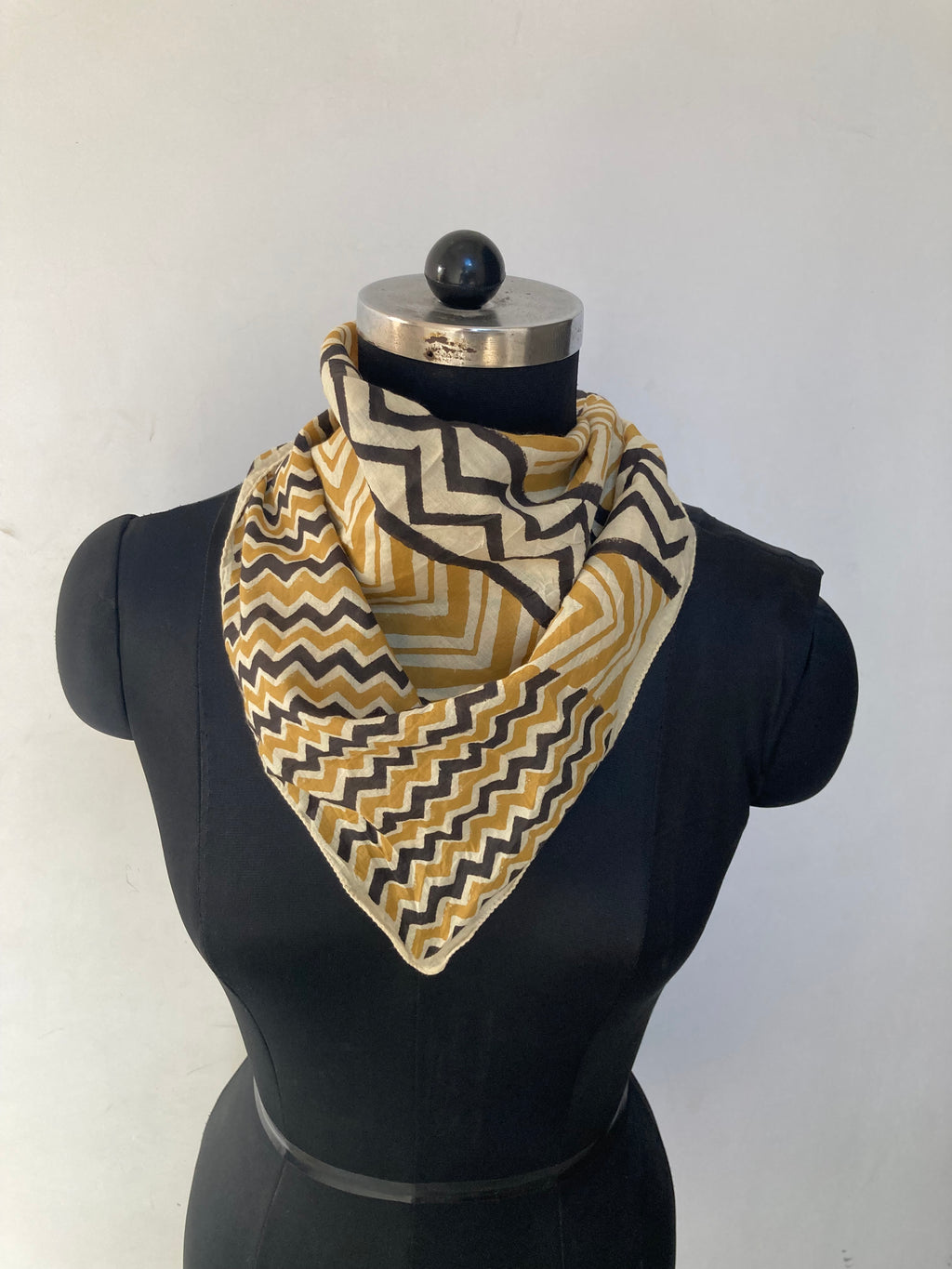 Hand Block Printed Cotton Bandana: Natural Dye Neckerchief - Made in India