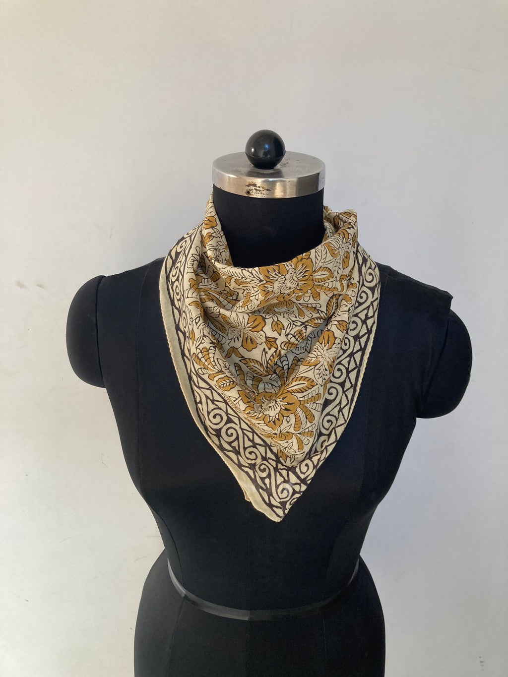 Hand Block Printed Cotton Bandana: Natural Dye Neckerchief - Made in India