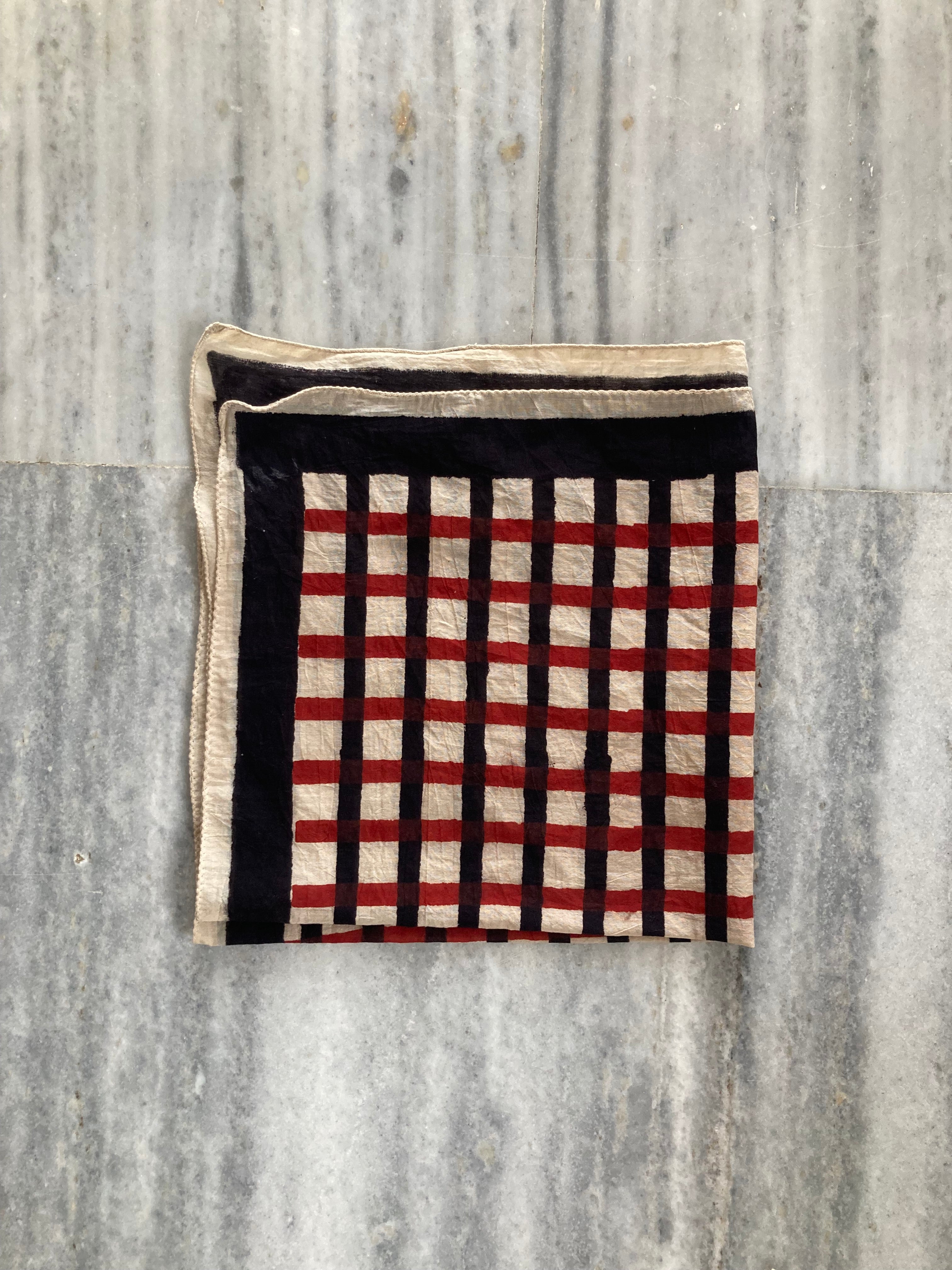 Hand Block Printed Cotton Bandana: Natural Dye Neckerchief - Made in India