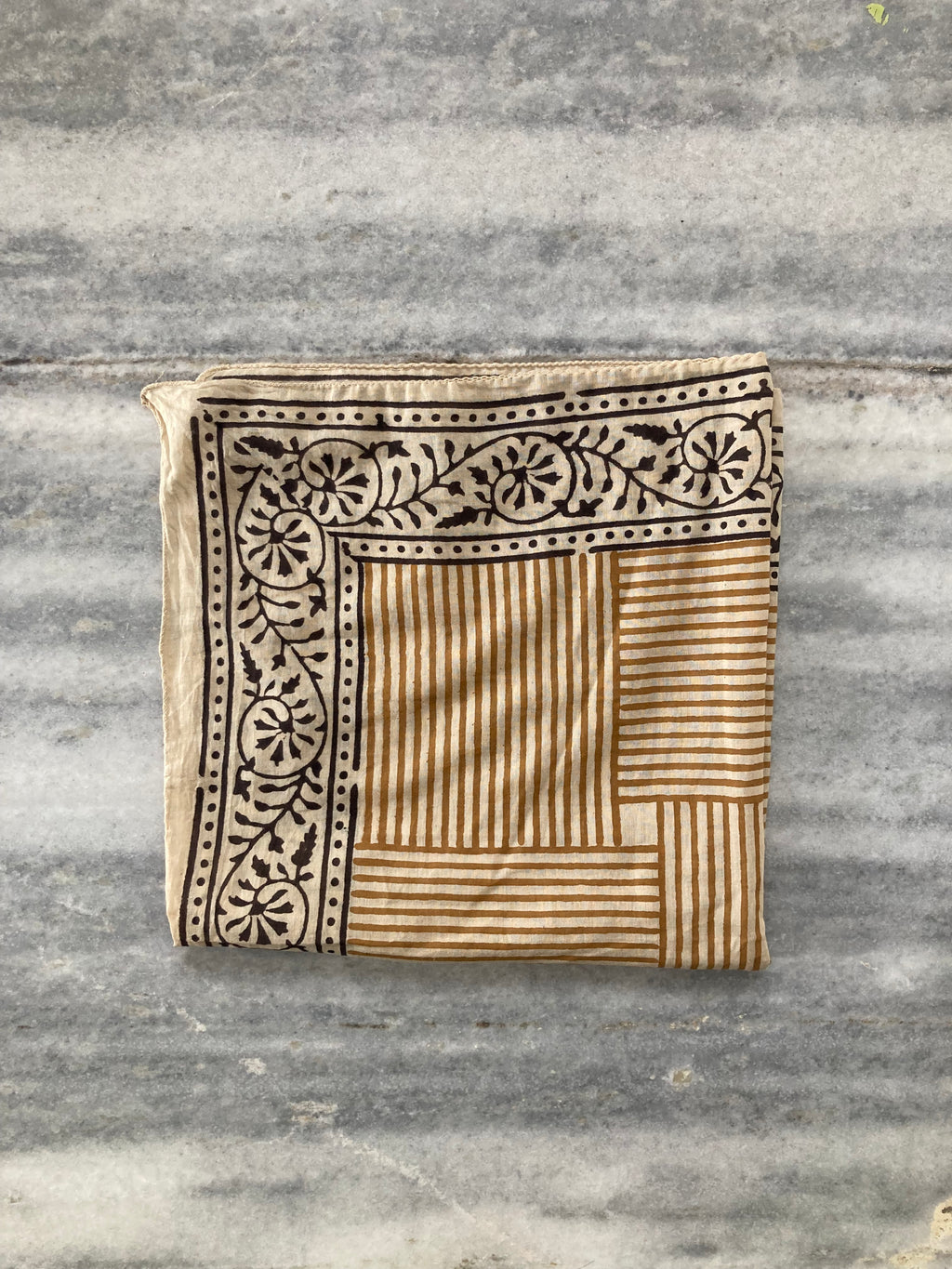 Hand Block Printed Cotton Bandana: Natural Dye Neckerchief - Made in India
