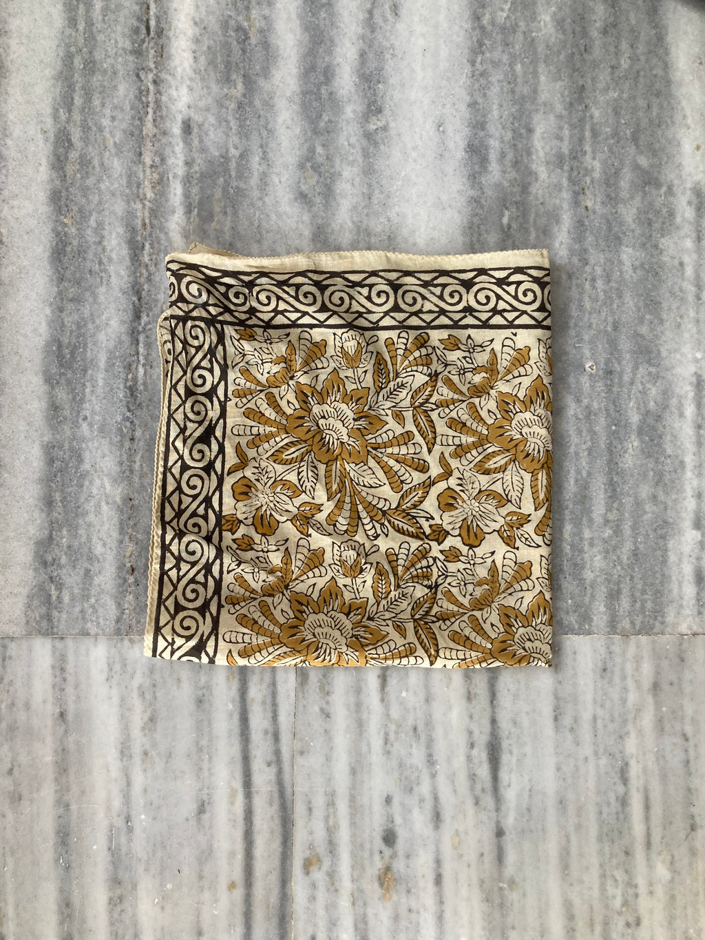 Hand Block Printed Cotton Bandana: Natural Dye Neckerchief - Made in India