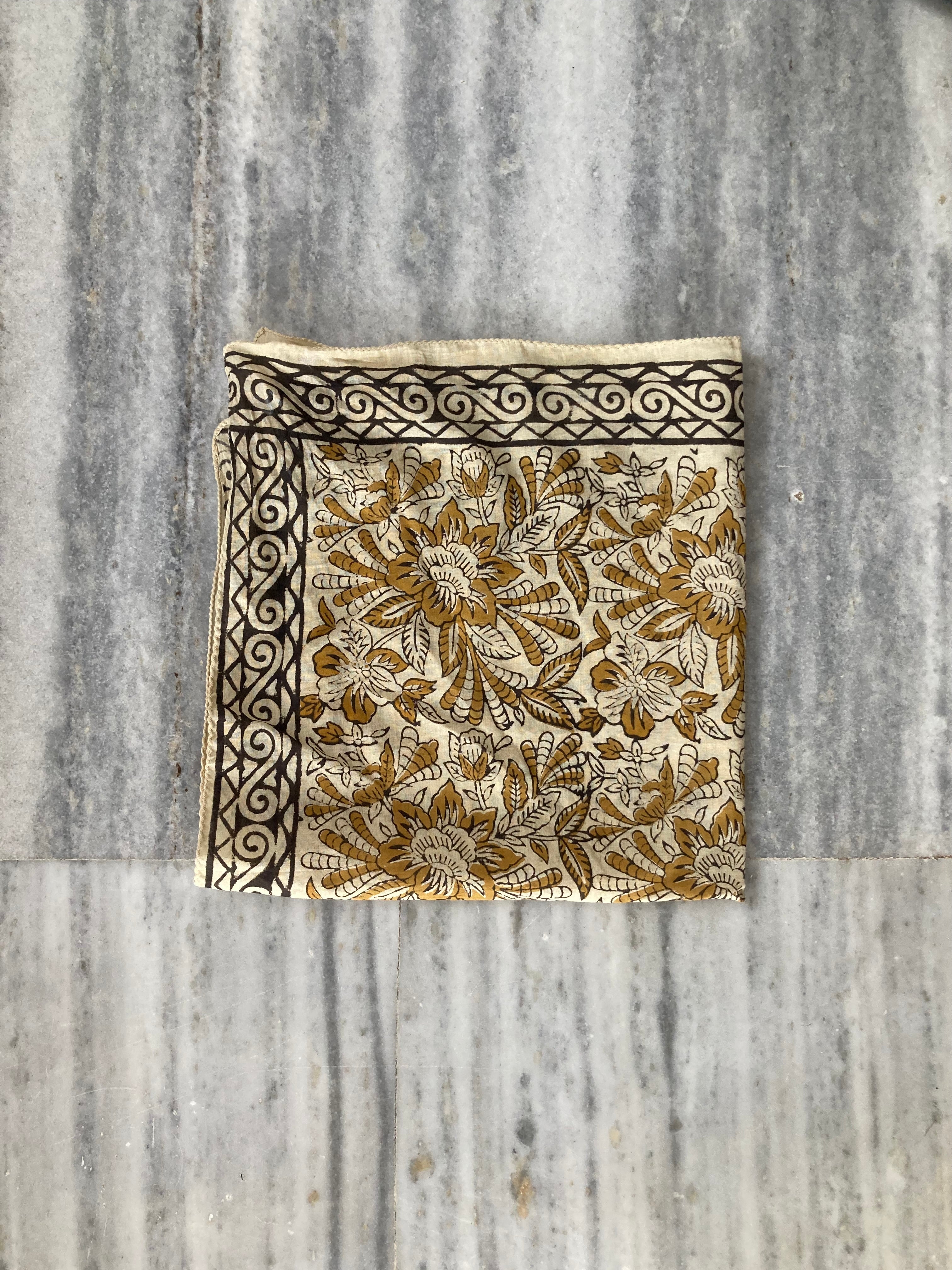 Hand Block Printed Cotton Bandana: Natural Dye Neckerchief - Made in India