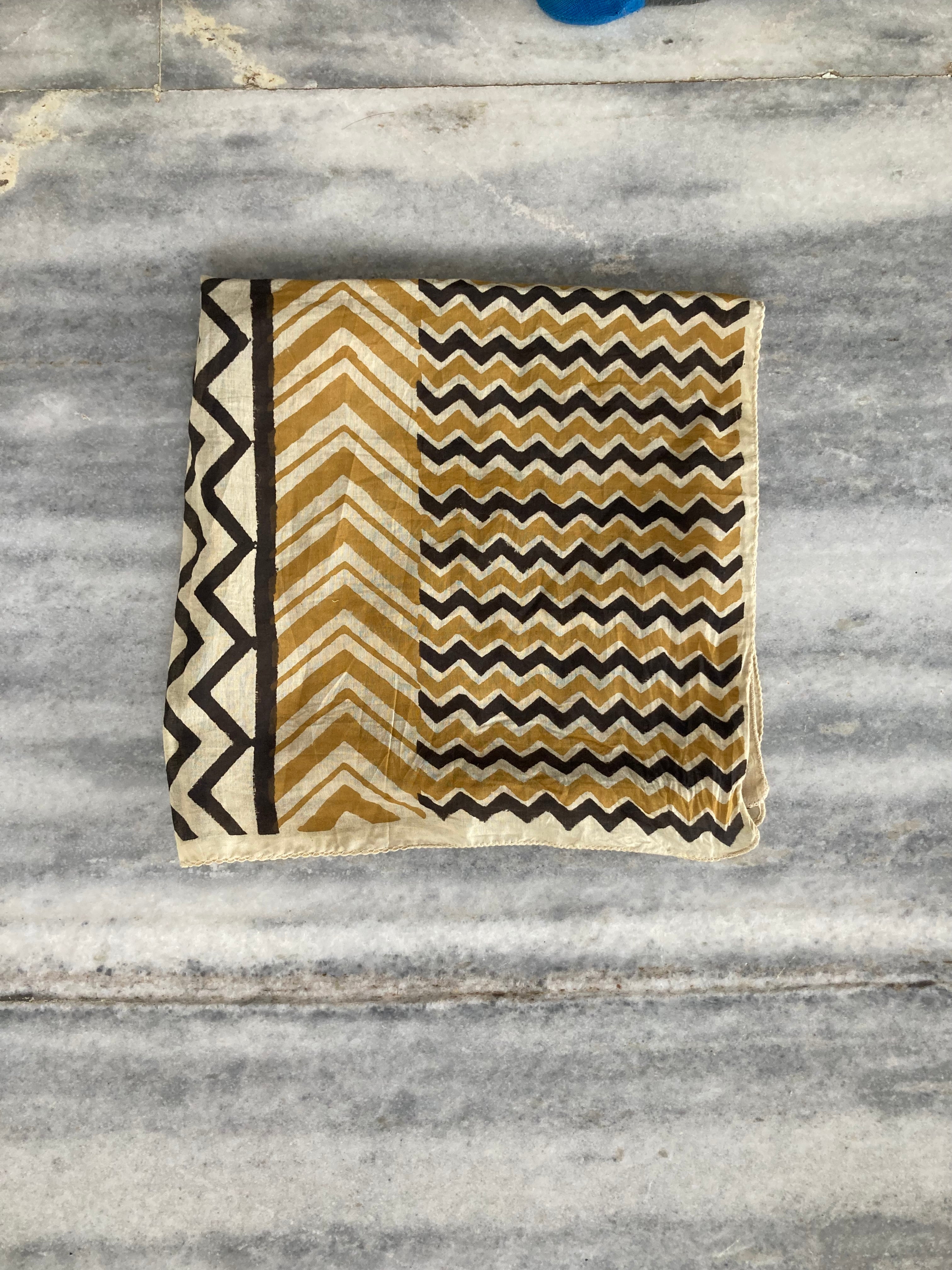 Hand Block Printed Cotton Bandana: Natural Dye Neckerchief - Made in India