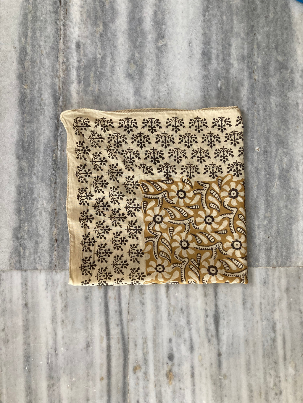 Hand Block Printed Cotton Bandana: Natural Dye Neckerchief - Made in India