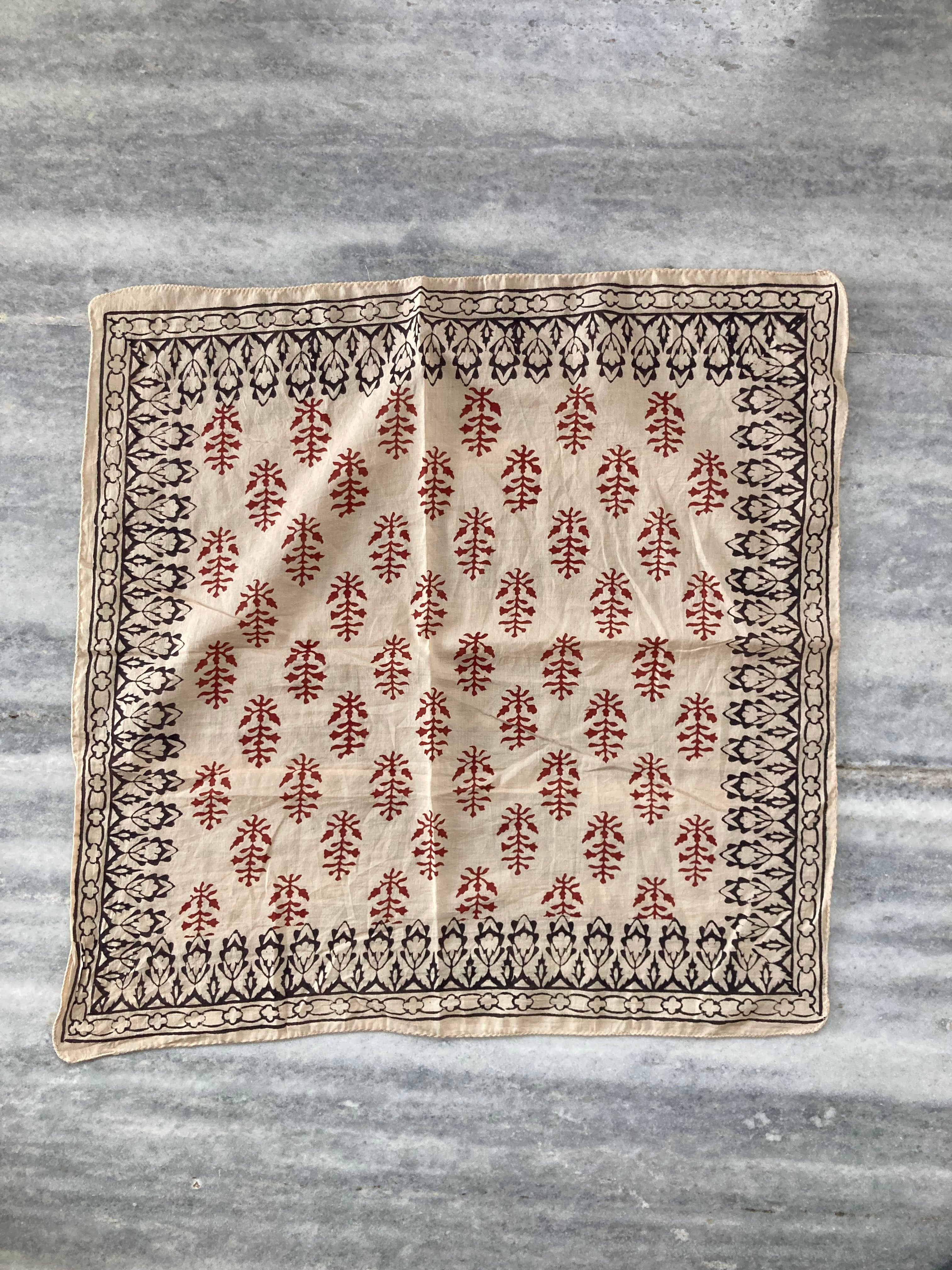 Hand Block Print Cotton Bandanas - Set of 10, Natural Dye