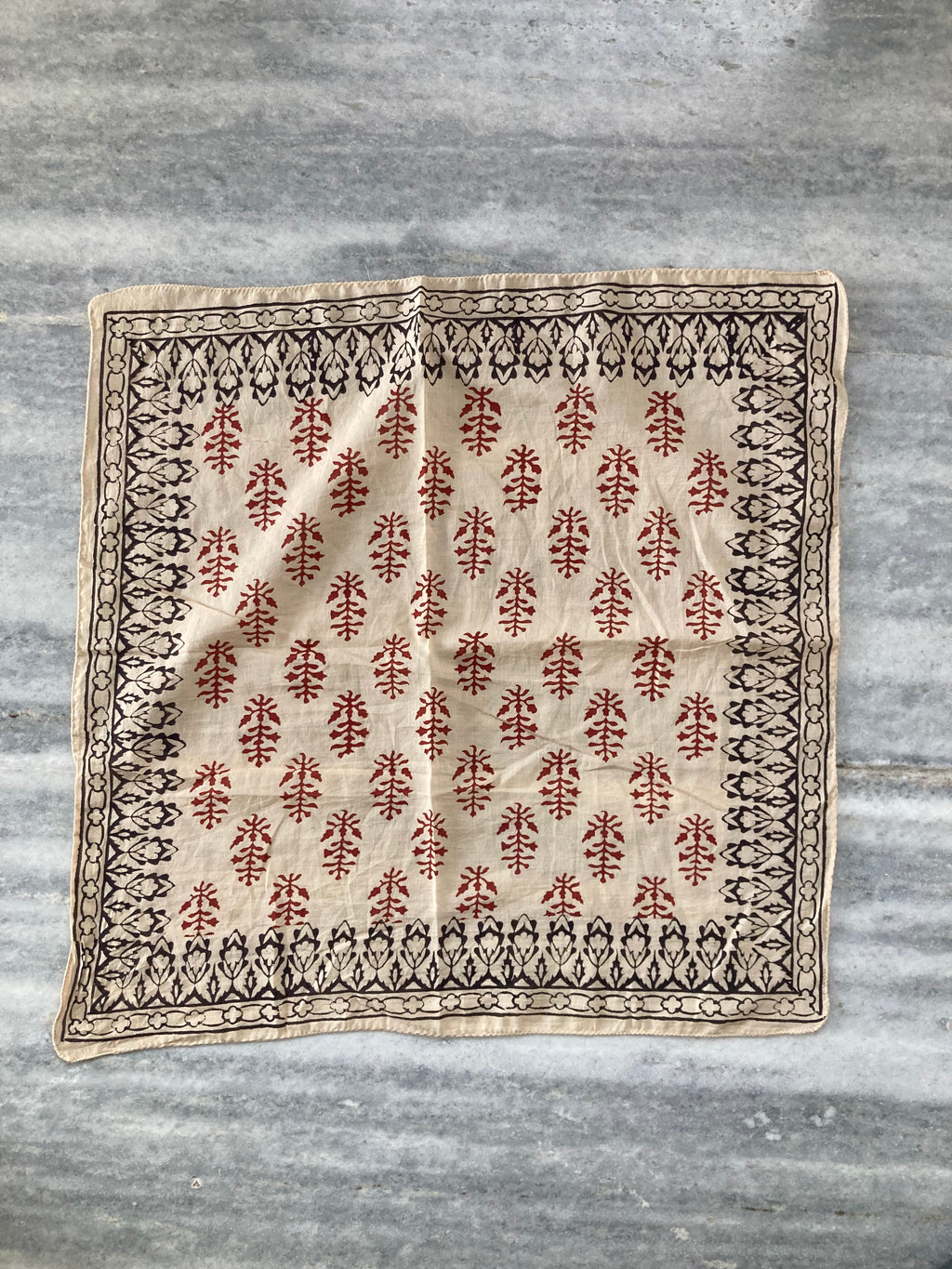 Hand Block Printed Cotton Bandana: Natural Dye Neckerchief - Made in India