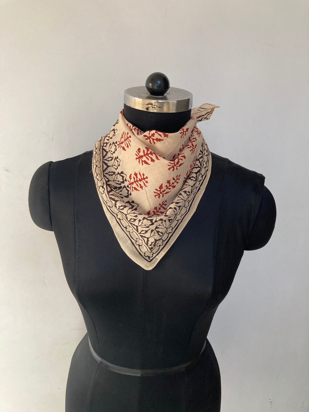 Hand Block Printed Cotton Bandana: Natural Dye Neckerchief - Made in India
