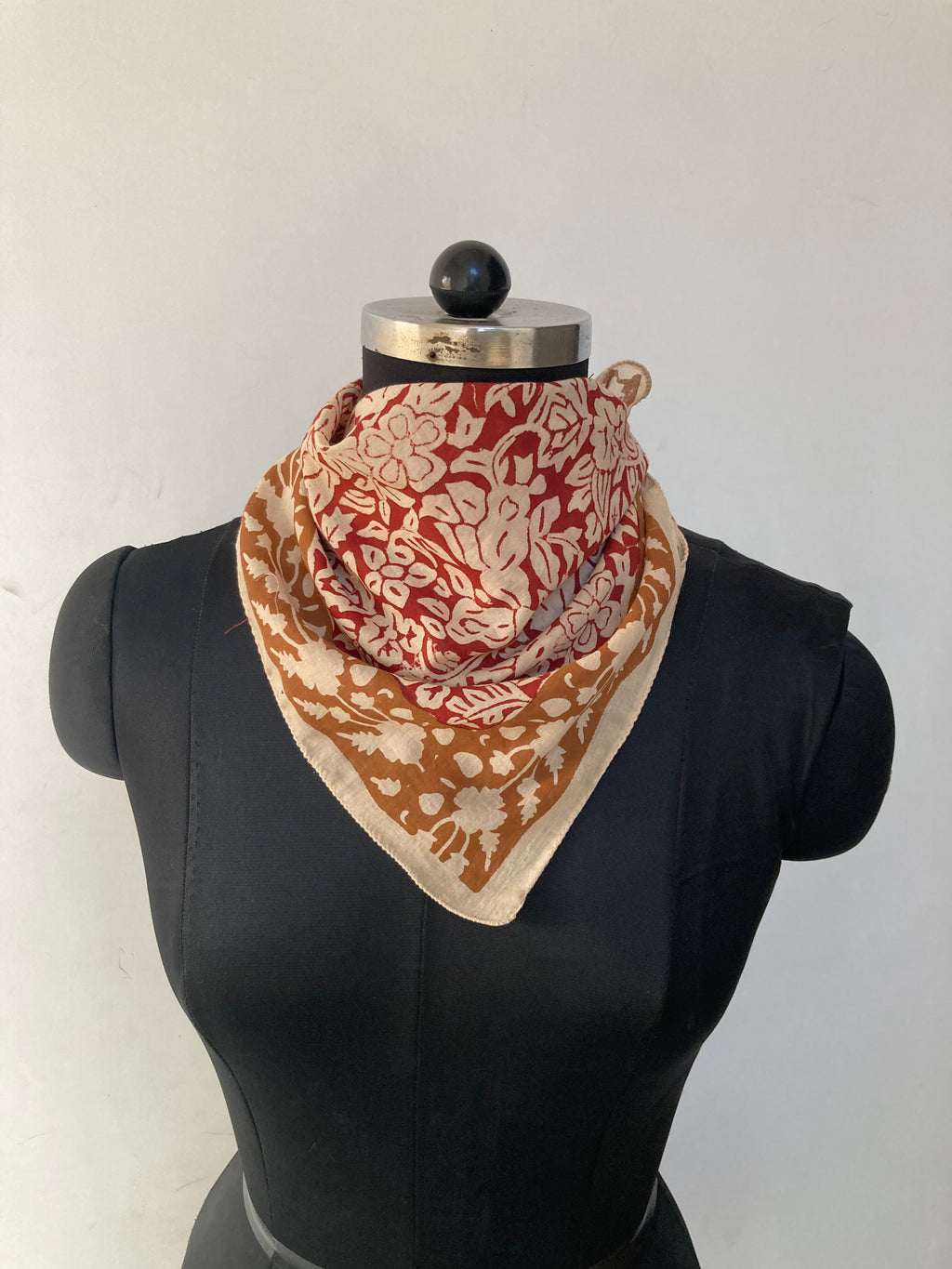 Hand Block Printed Cotton Bandana: Natural Dye Neckerchief - Made in India